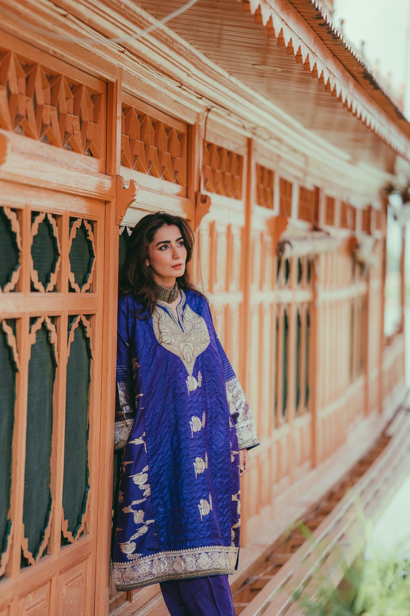 Purple Banarasi Zari Phiran with Farshi Salwar