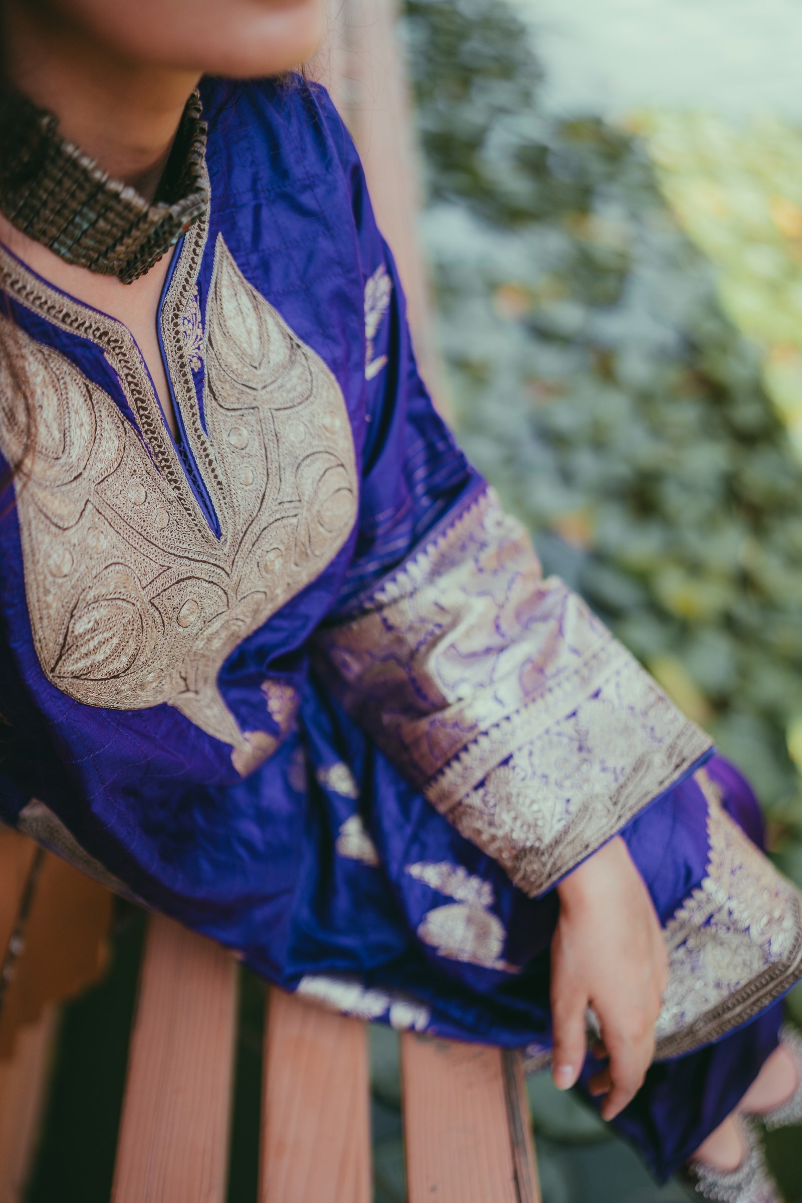 Purple Banarasi Zari Phiran with Farshi Salwar