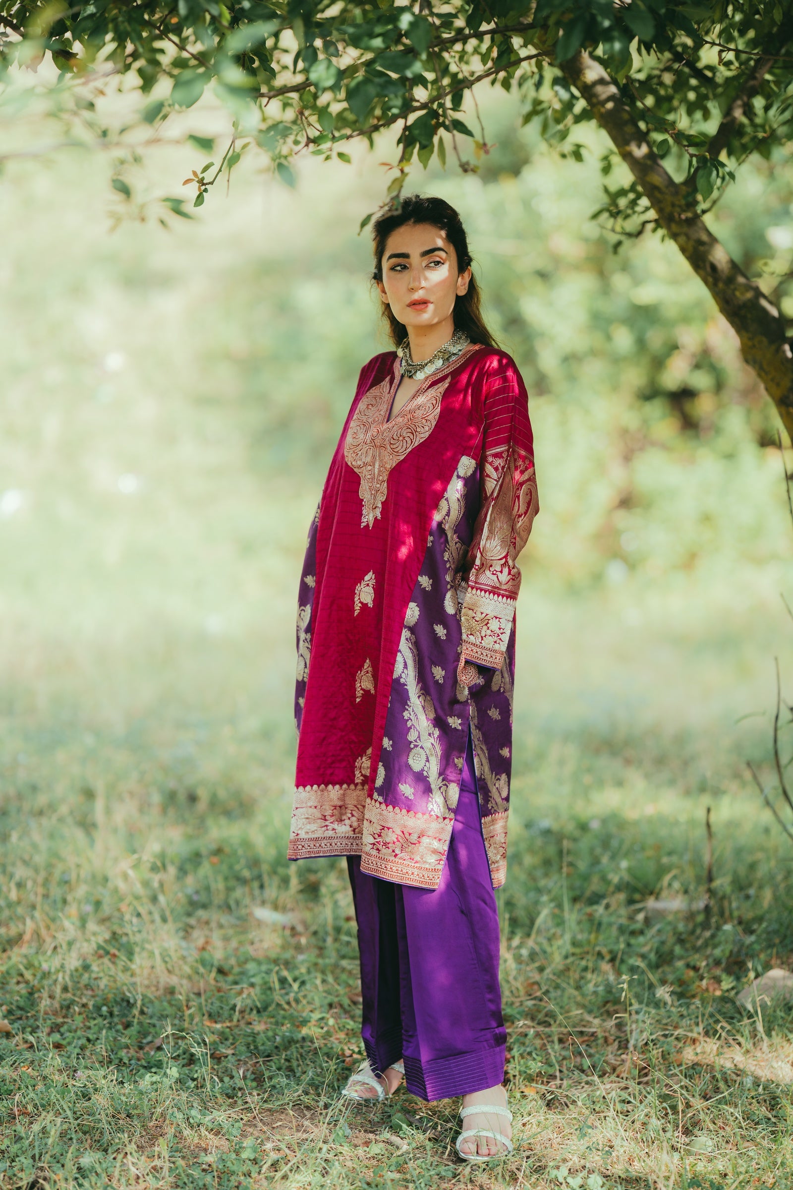 Dual-Tone Banarasi Zari Phiran with Farshi Salwar