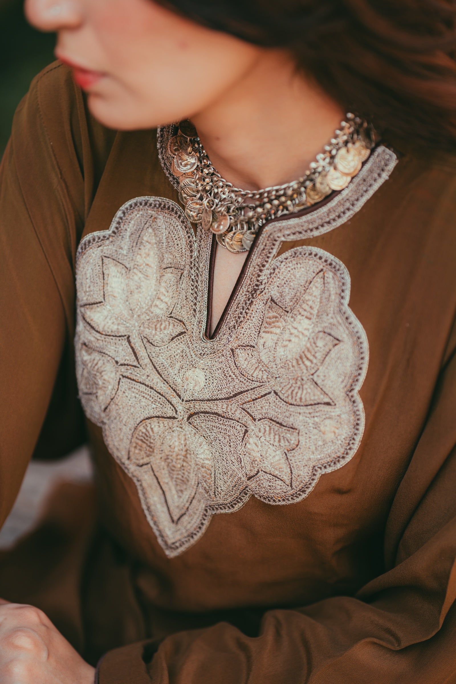 Silver Tilla Embroidered Naswari Crepe Set