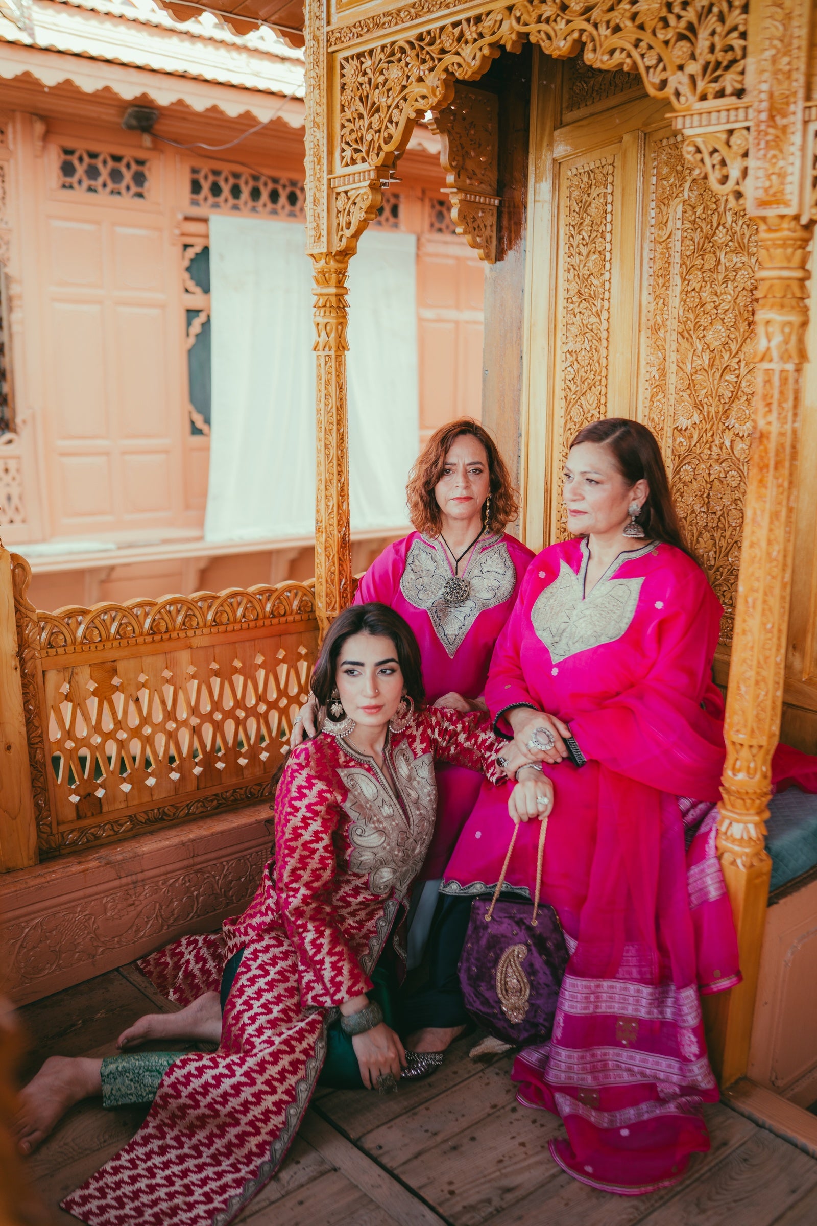 Magenta Zari Jacket with Silver Tilla