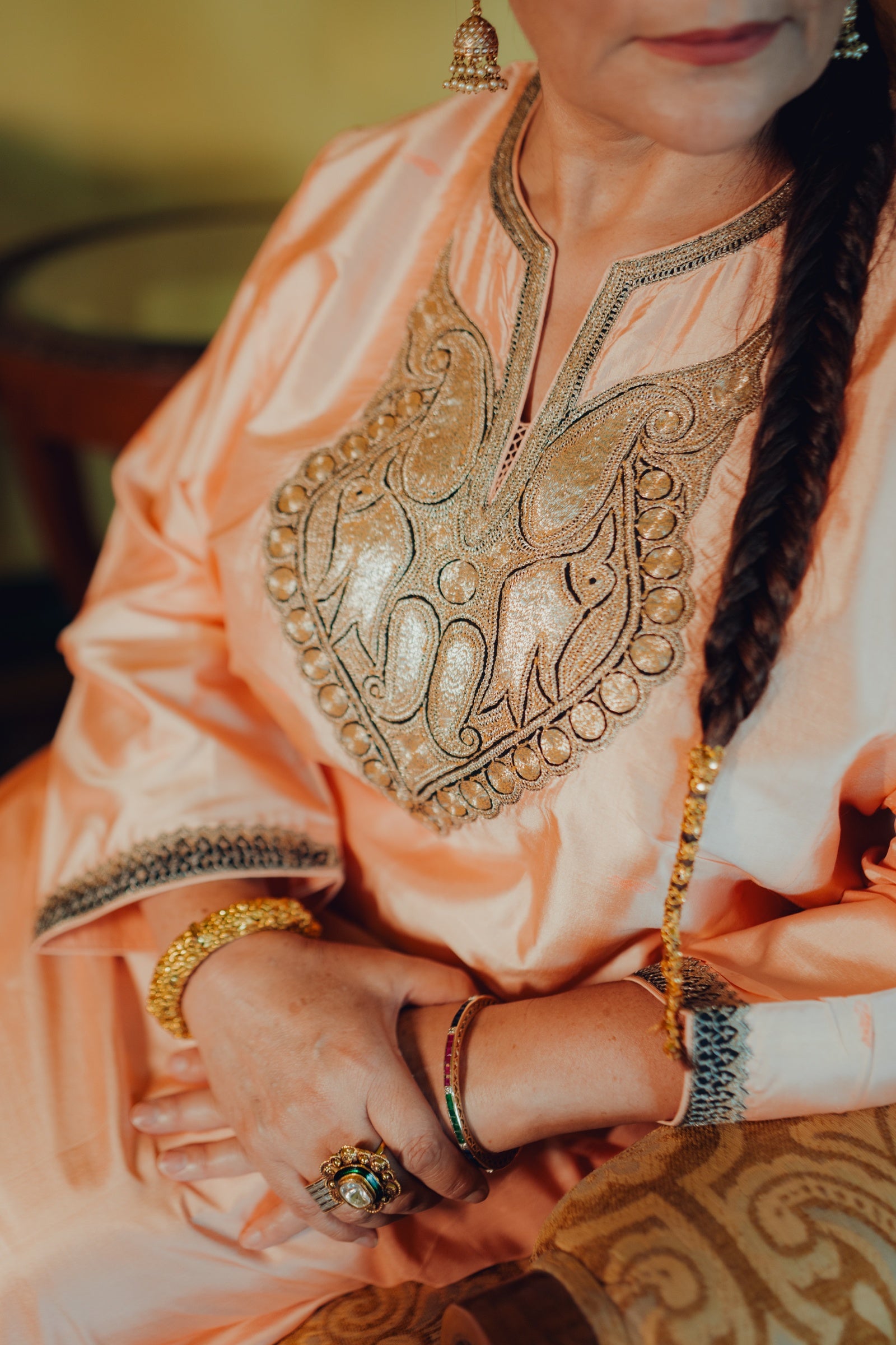 Peach Banarasi Phiran Set