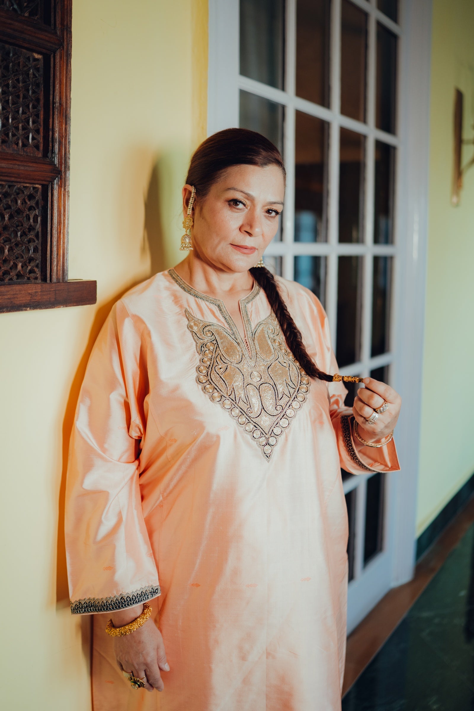 Peach Banarasi Phiran Set