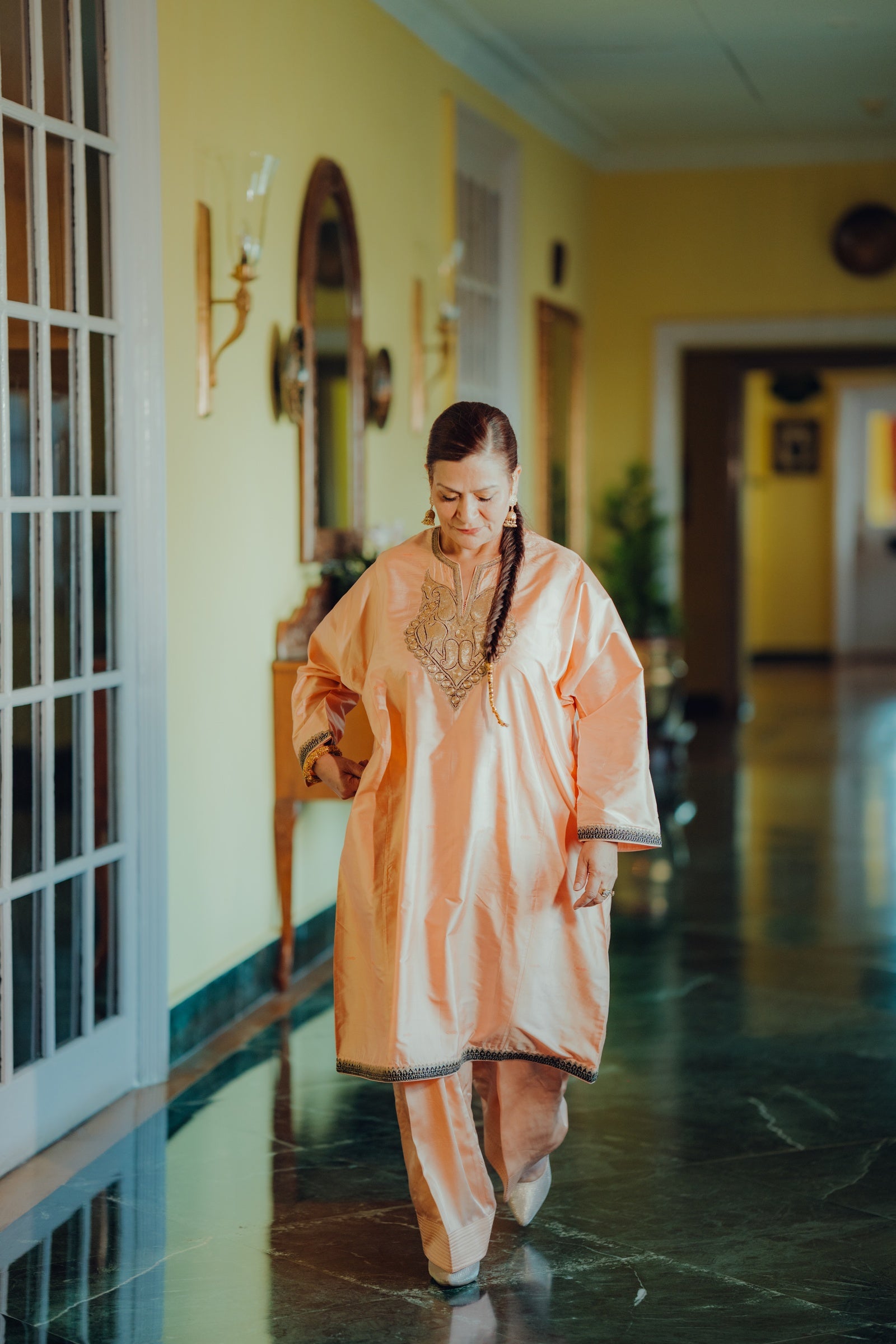 Peach Banarasi Phiran Set