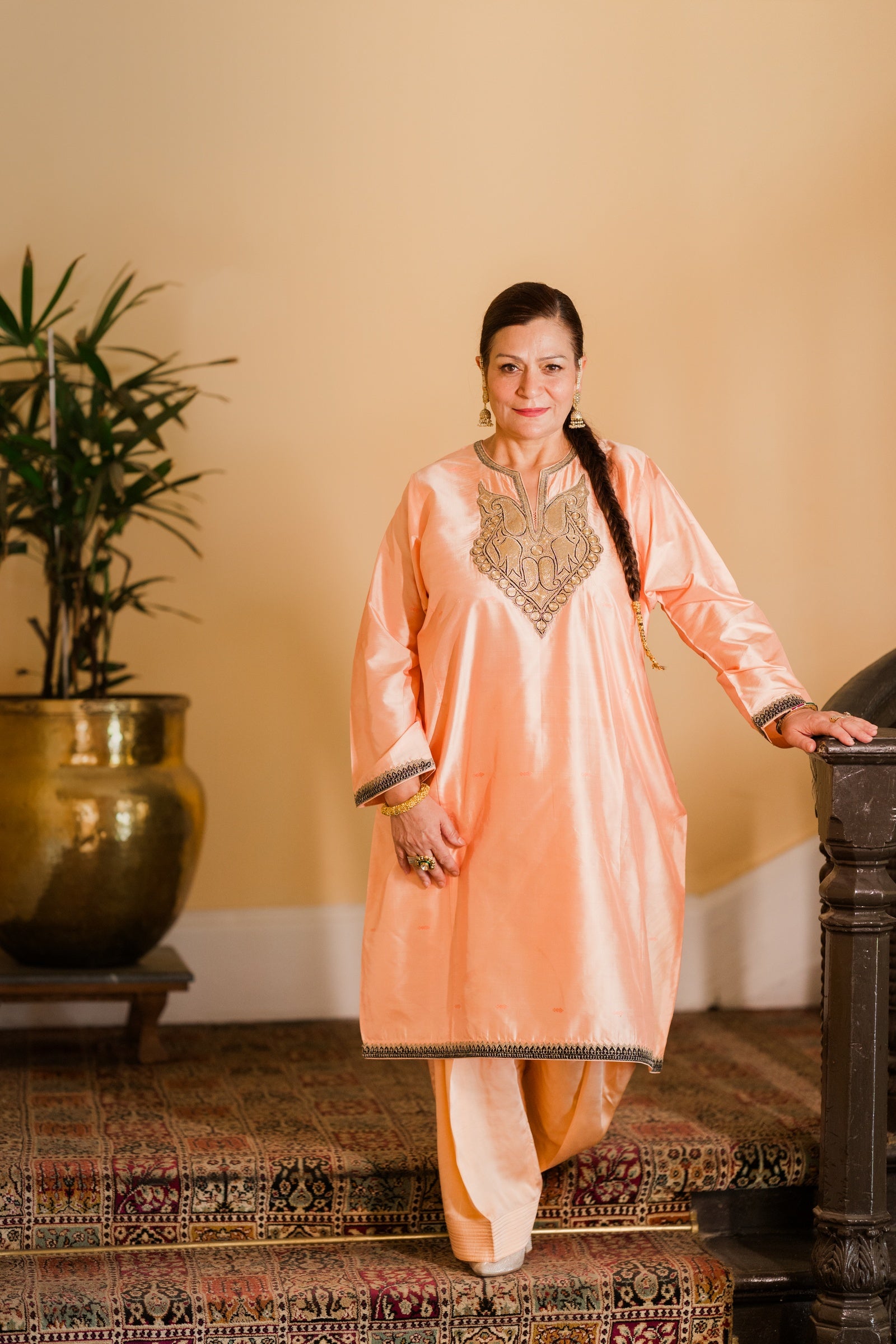 Peach Banarasi Phiran Set