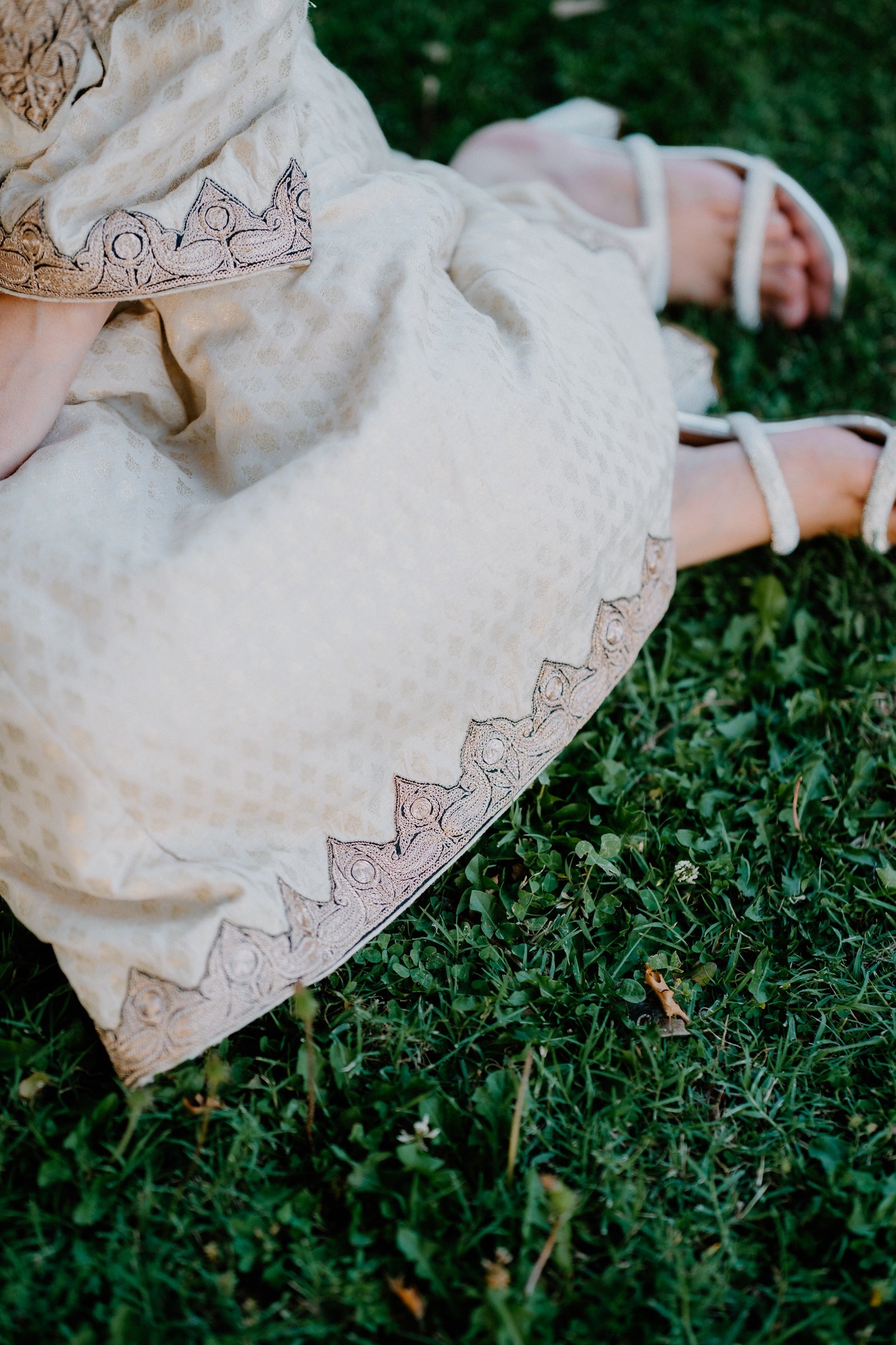 Muga Silk Jamawar Phiran Set with Golden Tilla