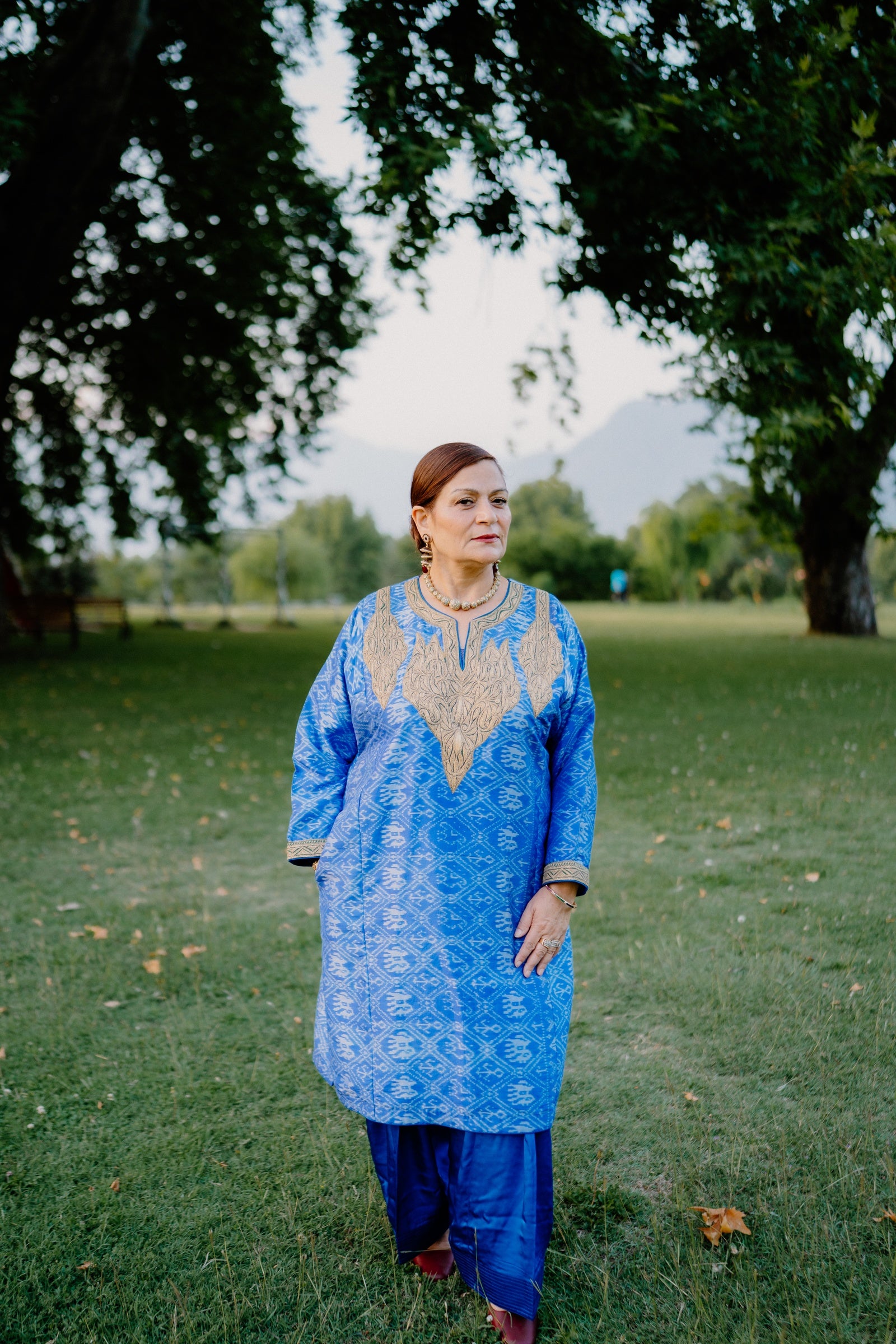 Patola Phiran Set with Kashmiri Tilla