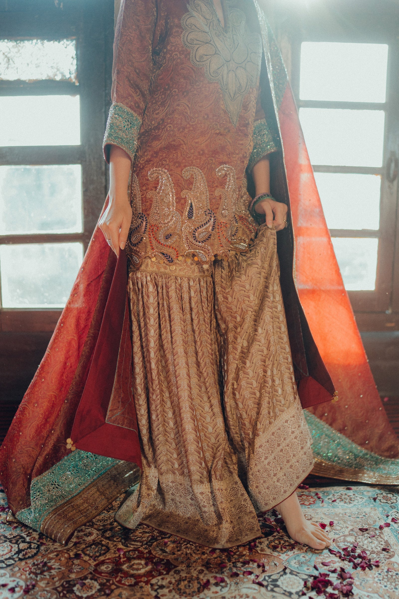 Kanjivaram Woven Kurti & Garara Set