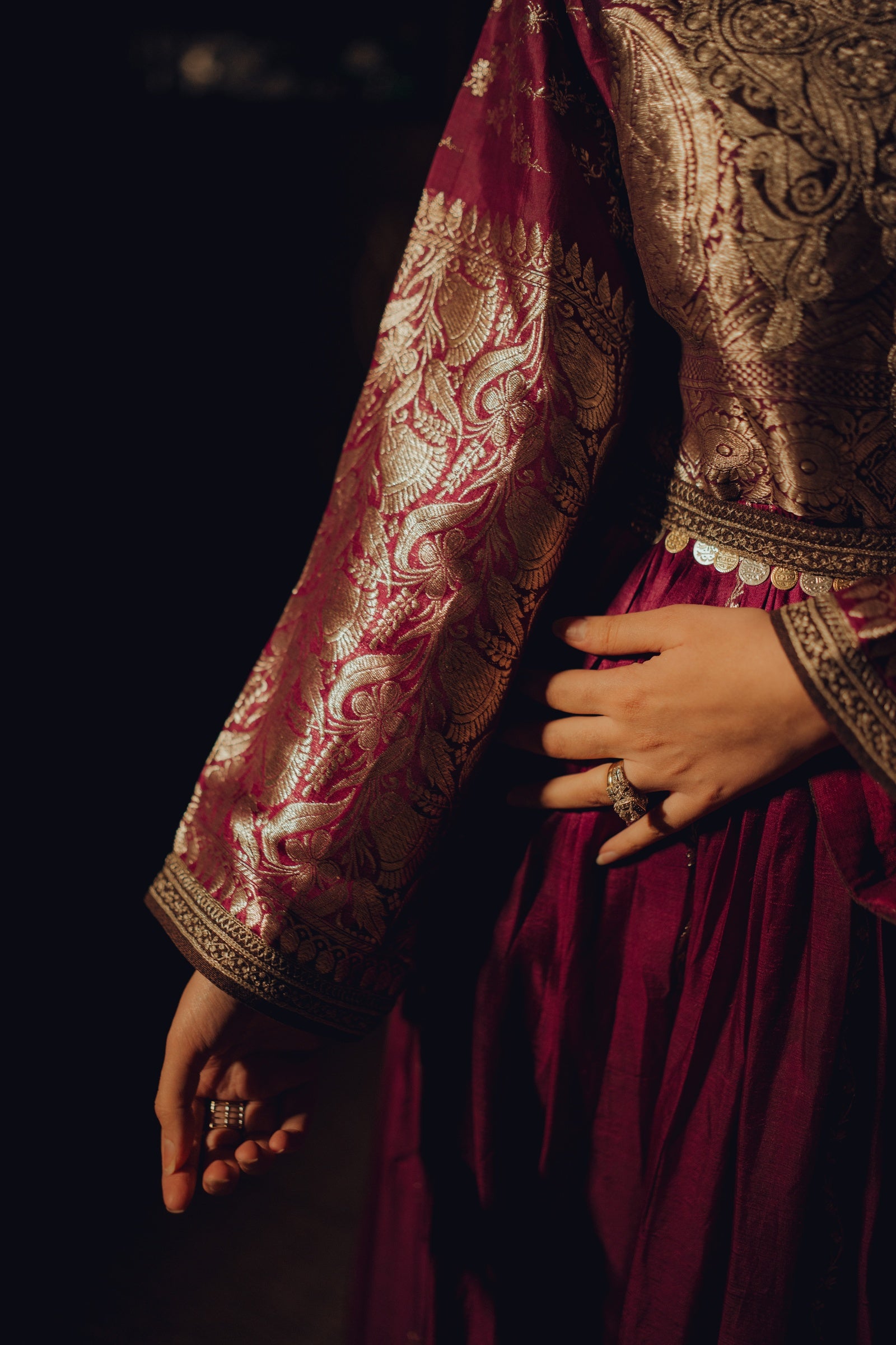 Handwoven Zari Silk Tilla Anarkali