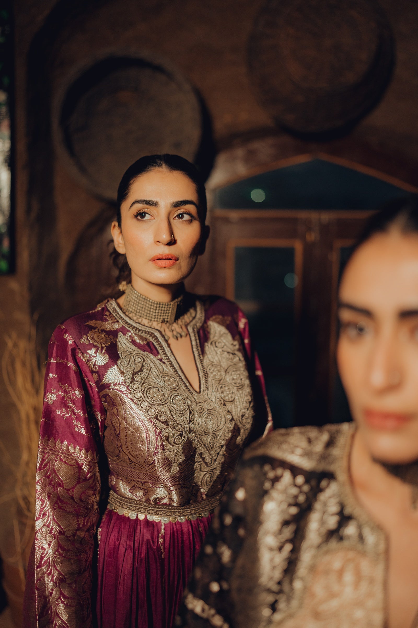 Handwoven Zari Silk Tilla Anarkali