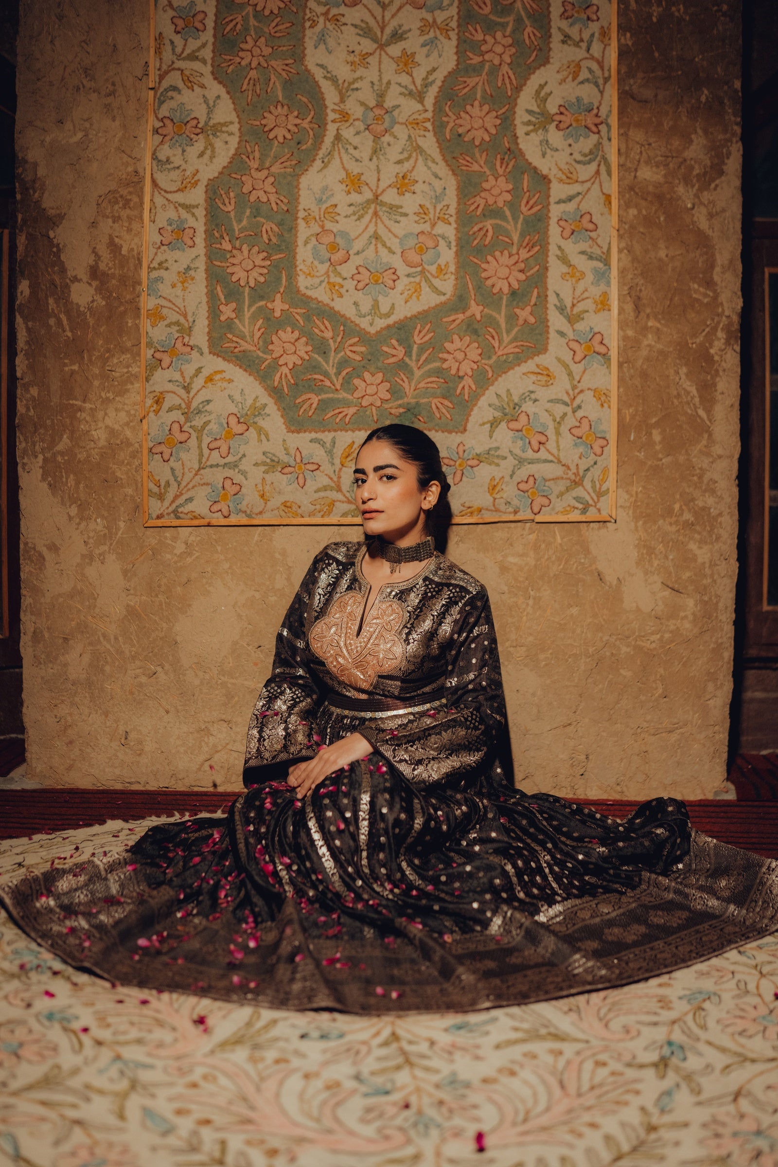 Banarasi Zari Anarkali with Tilla Neck & Belt