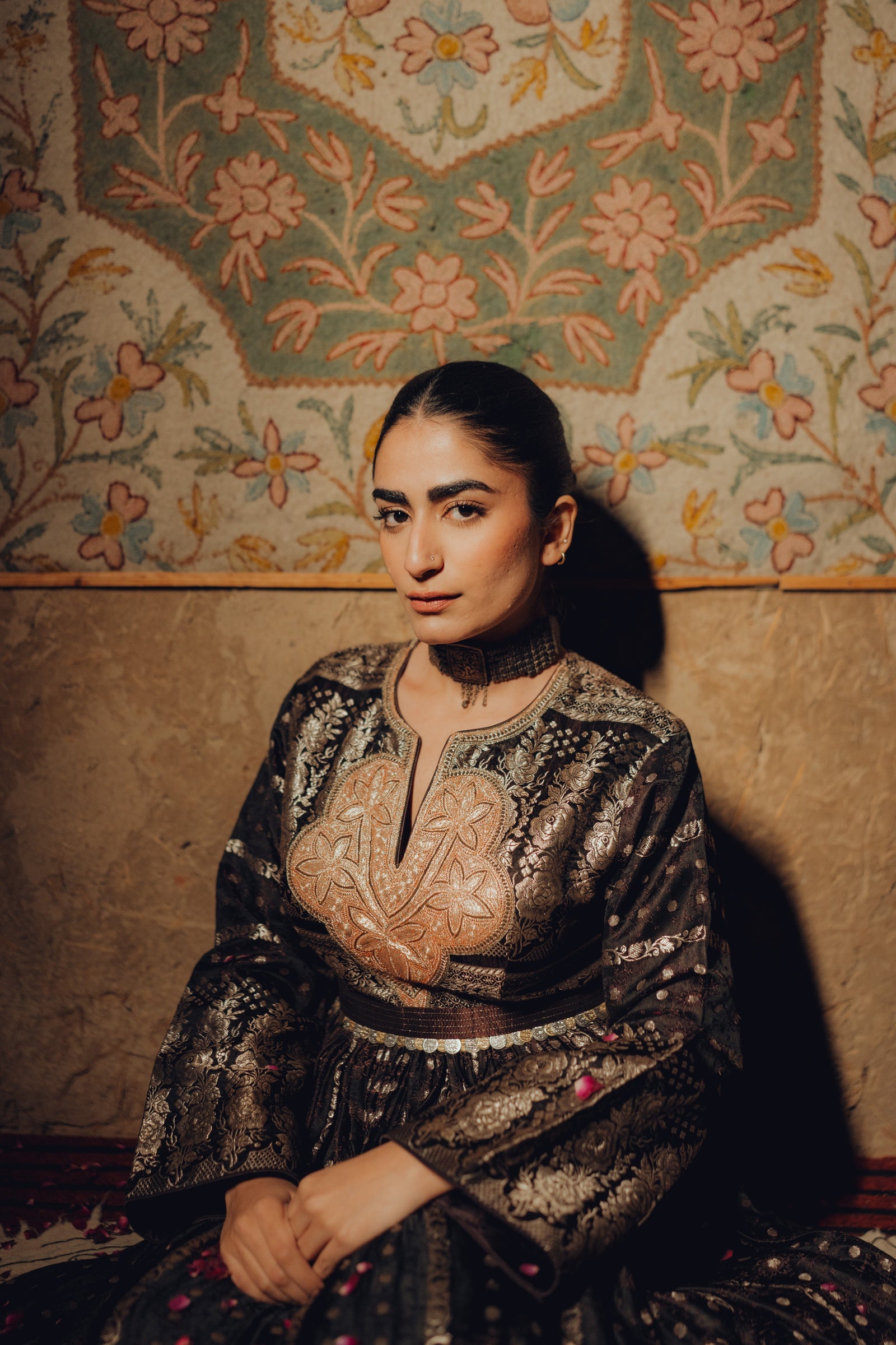 Banarasi Zari Anarkali with Tilla Neck & Belt