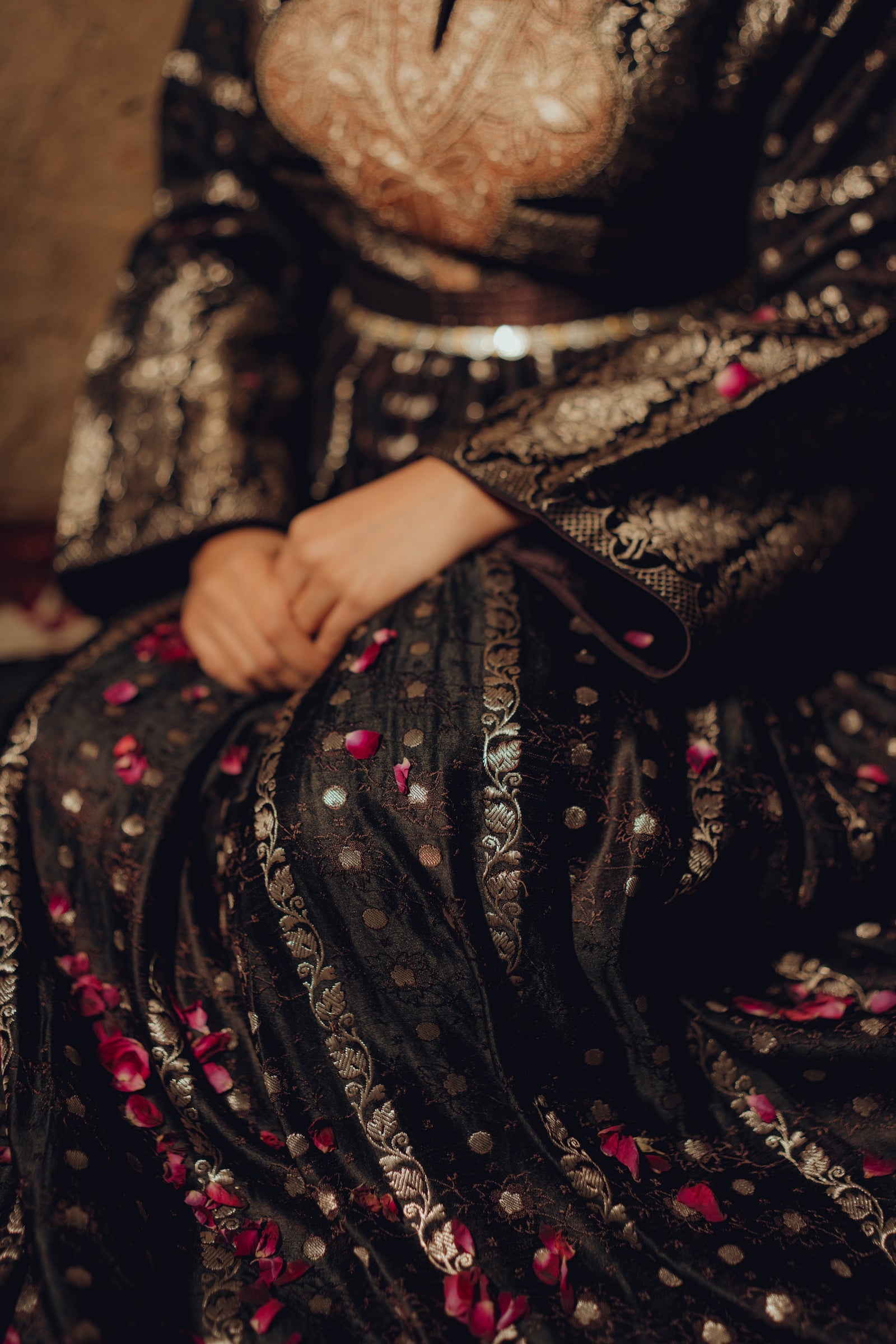 Banarasi Zari Anarkali with Tilla Neck & Belt