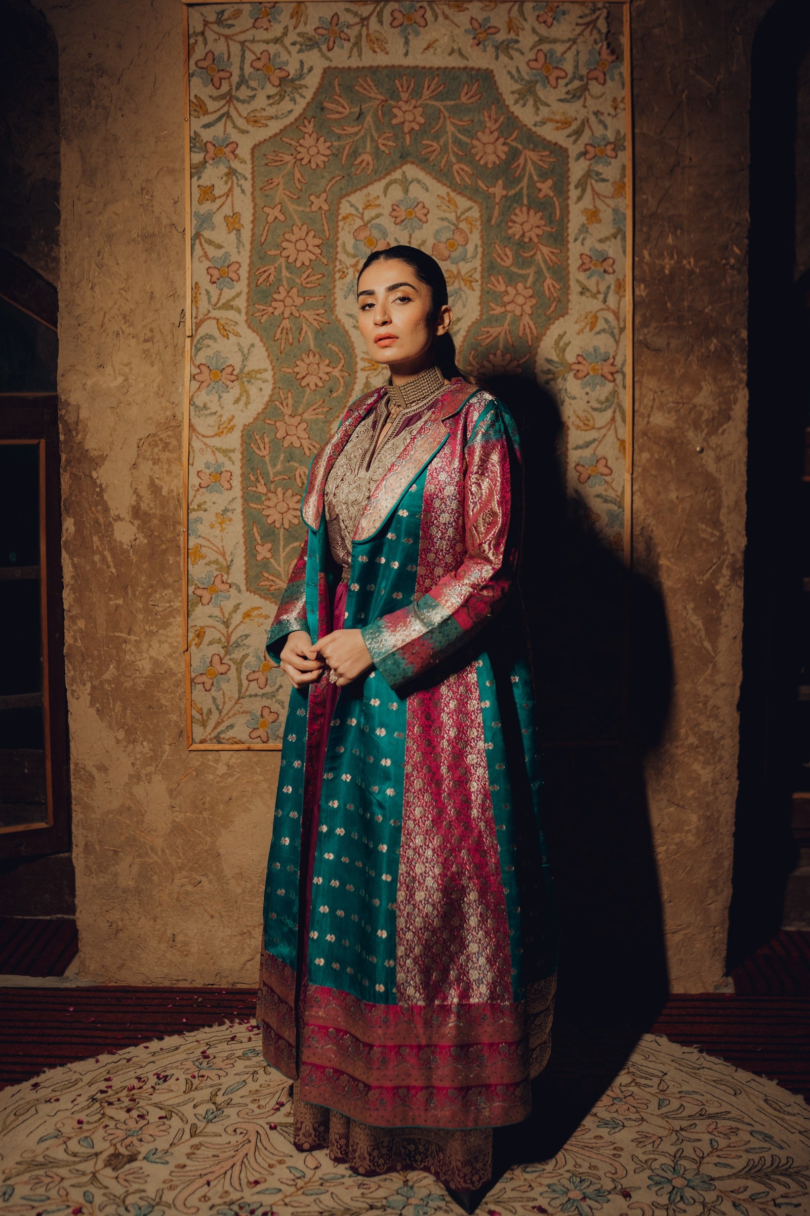Handwoven Zari Silk Tilla Anarkali