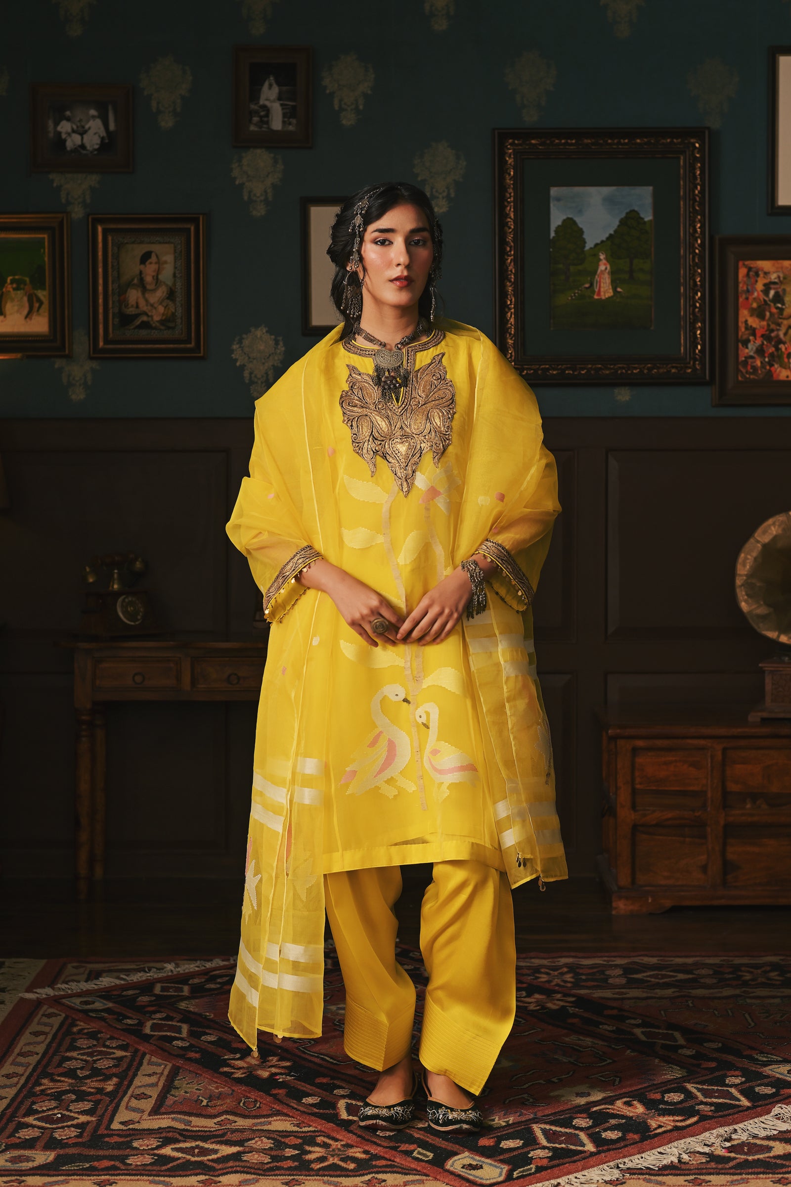 Yellow Dakaai Muslin Set
