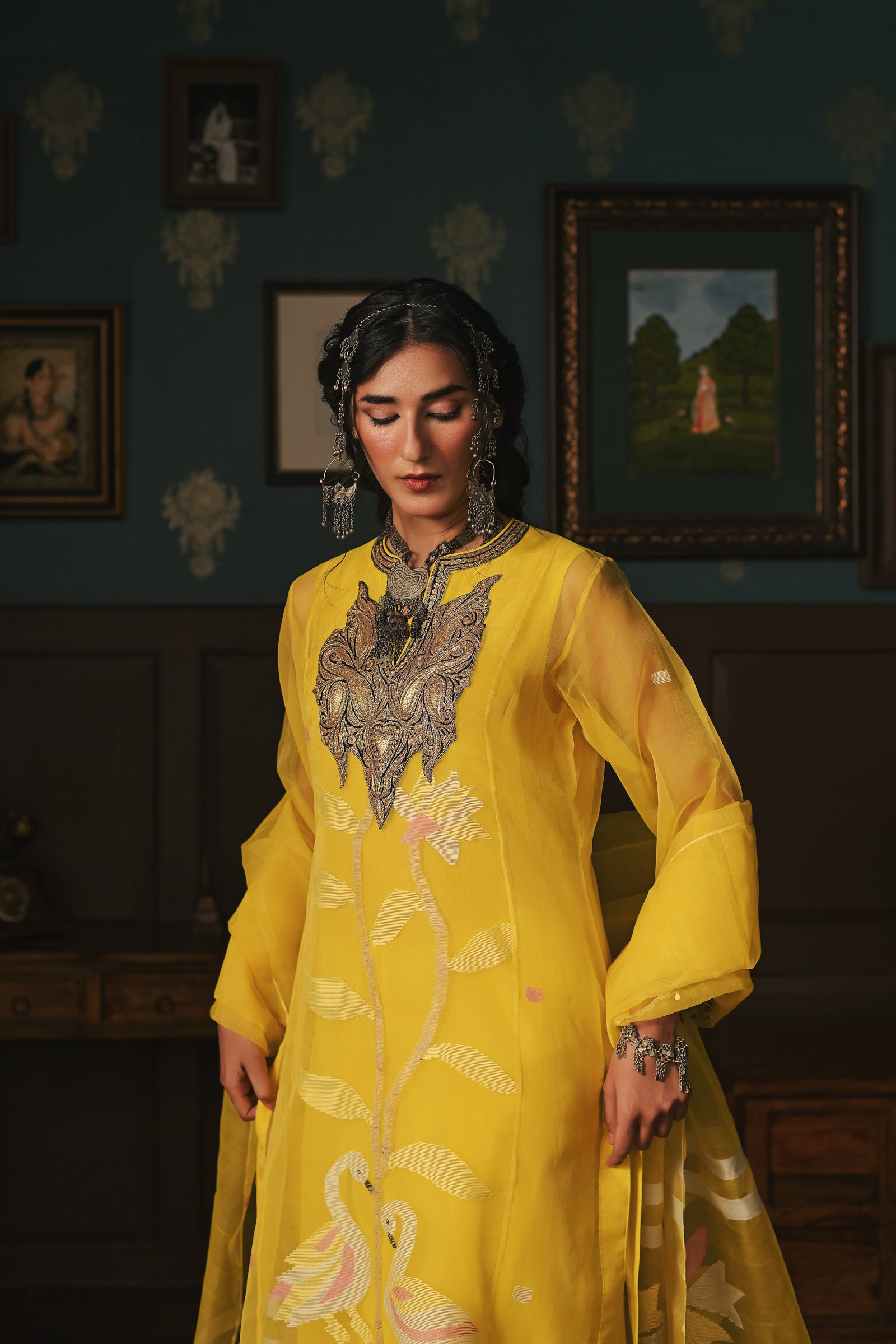 Yellow Dakaai Muslin Set
