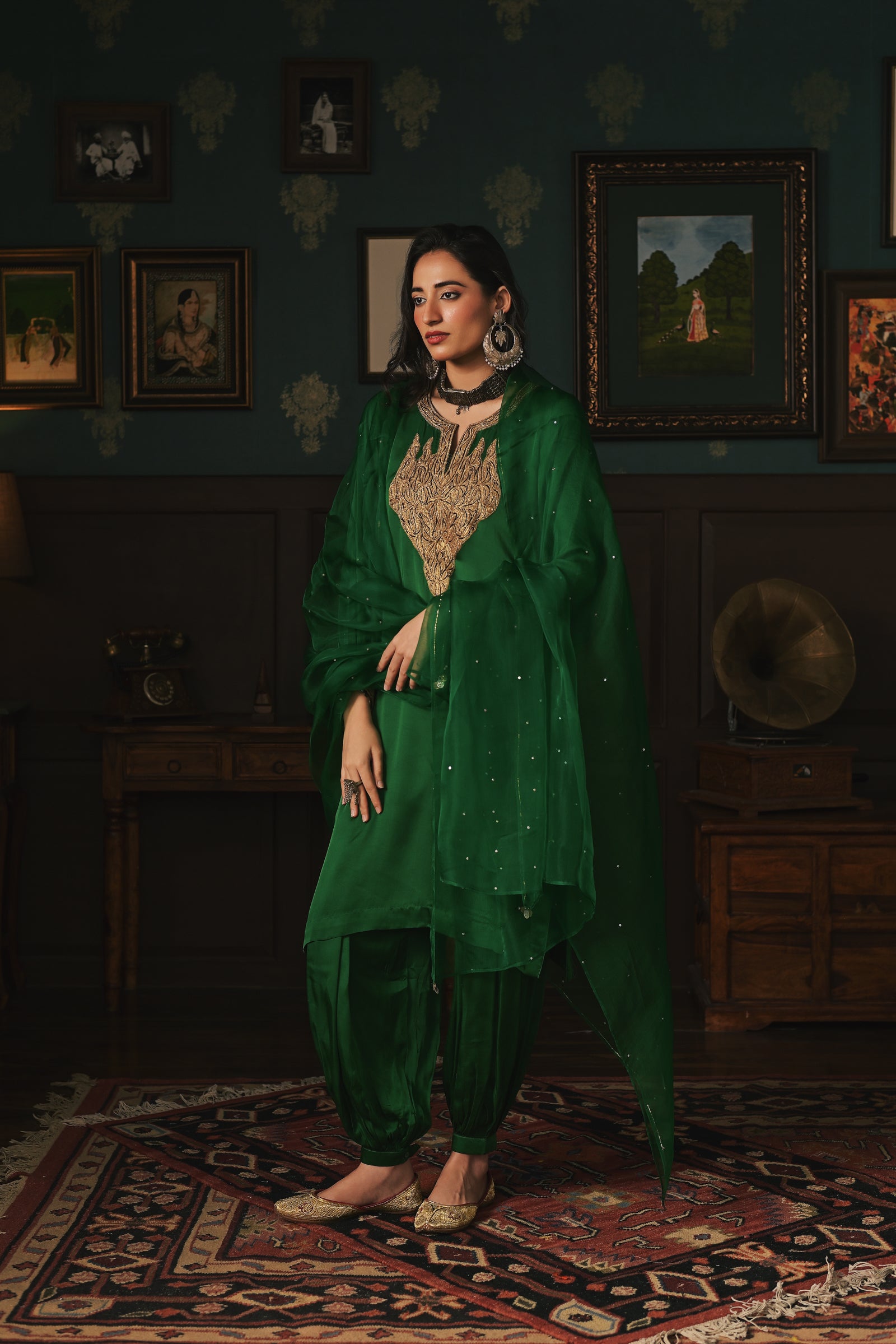 Emerald Green Modal Satin Set