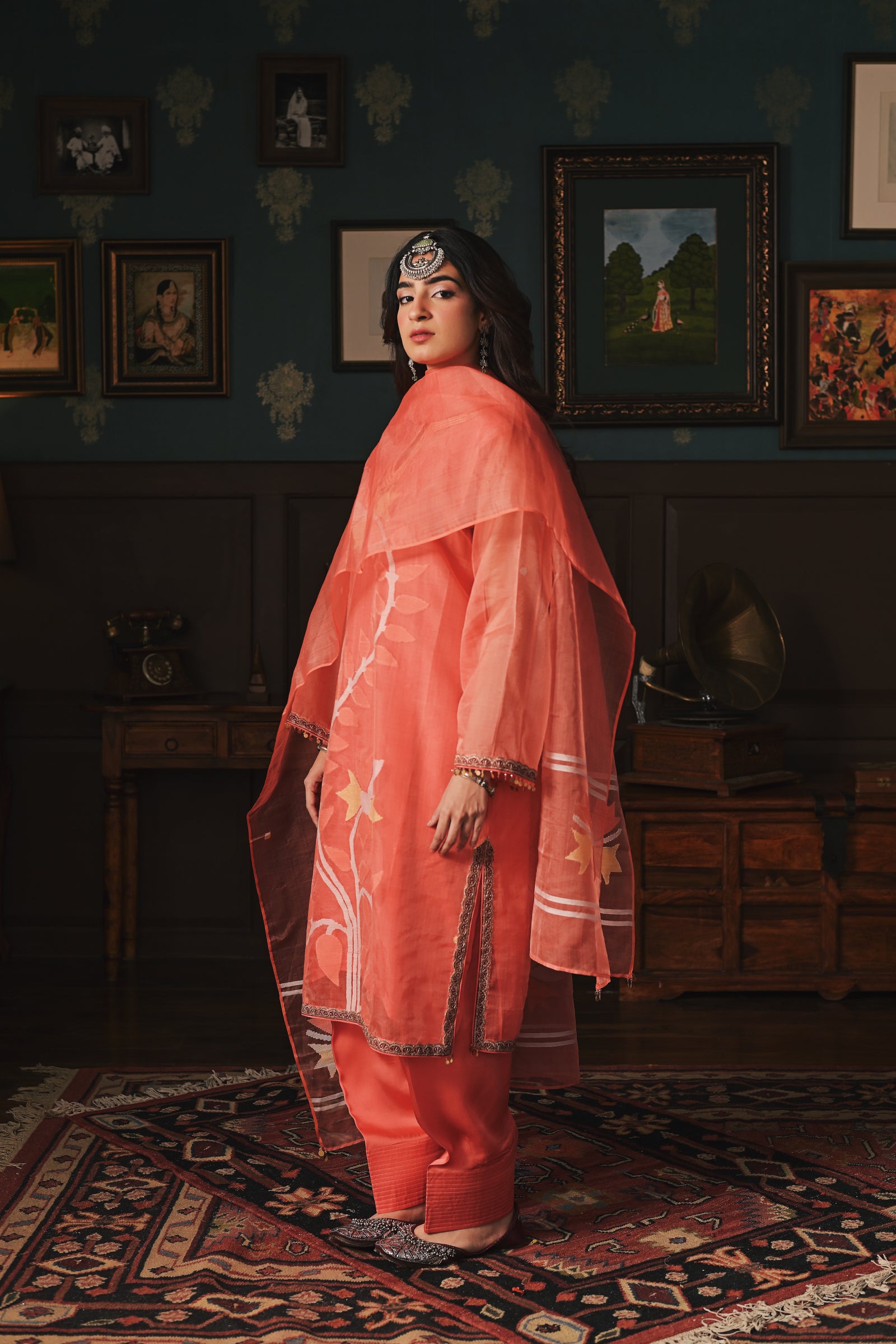 Peach Dakaai Muslin Set