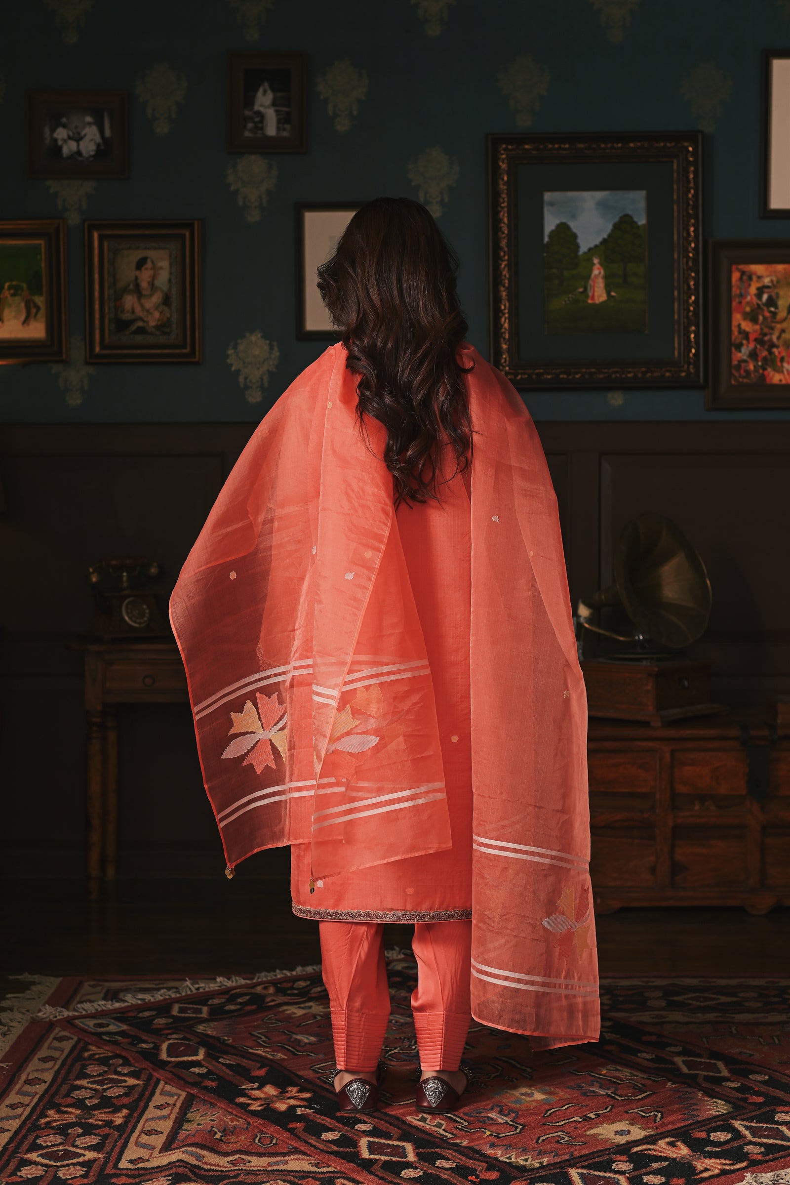 Peach Dakaai Muslin Set