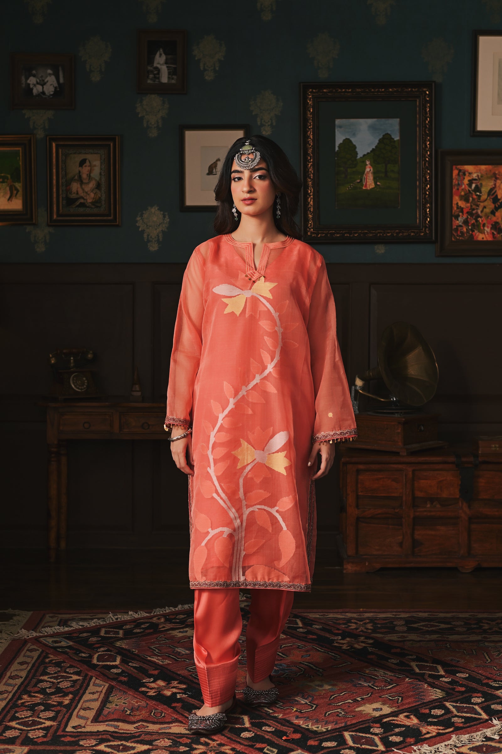 Peach Dakaai Muslin Set