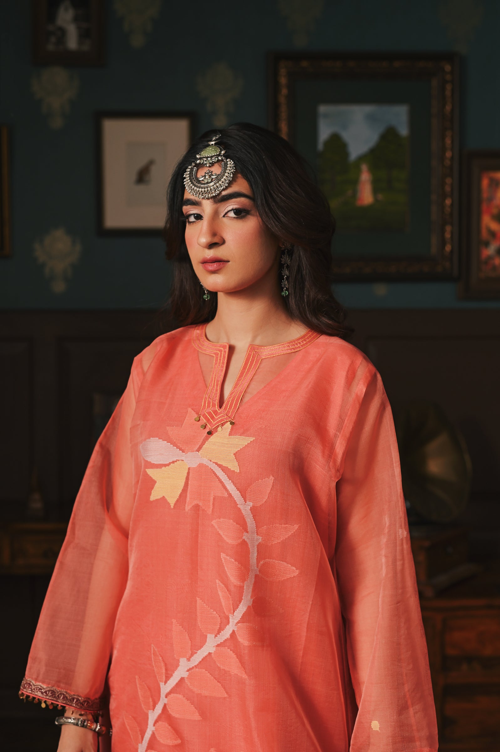 Peach Dakaai Muslin Set