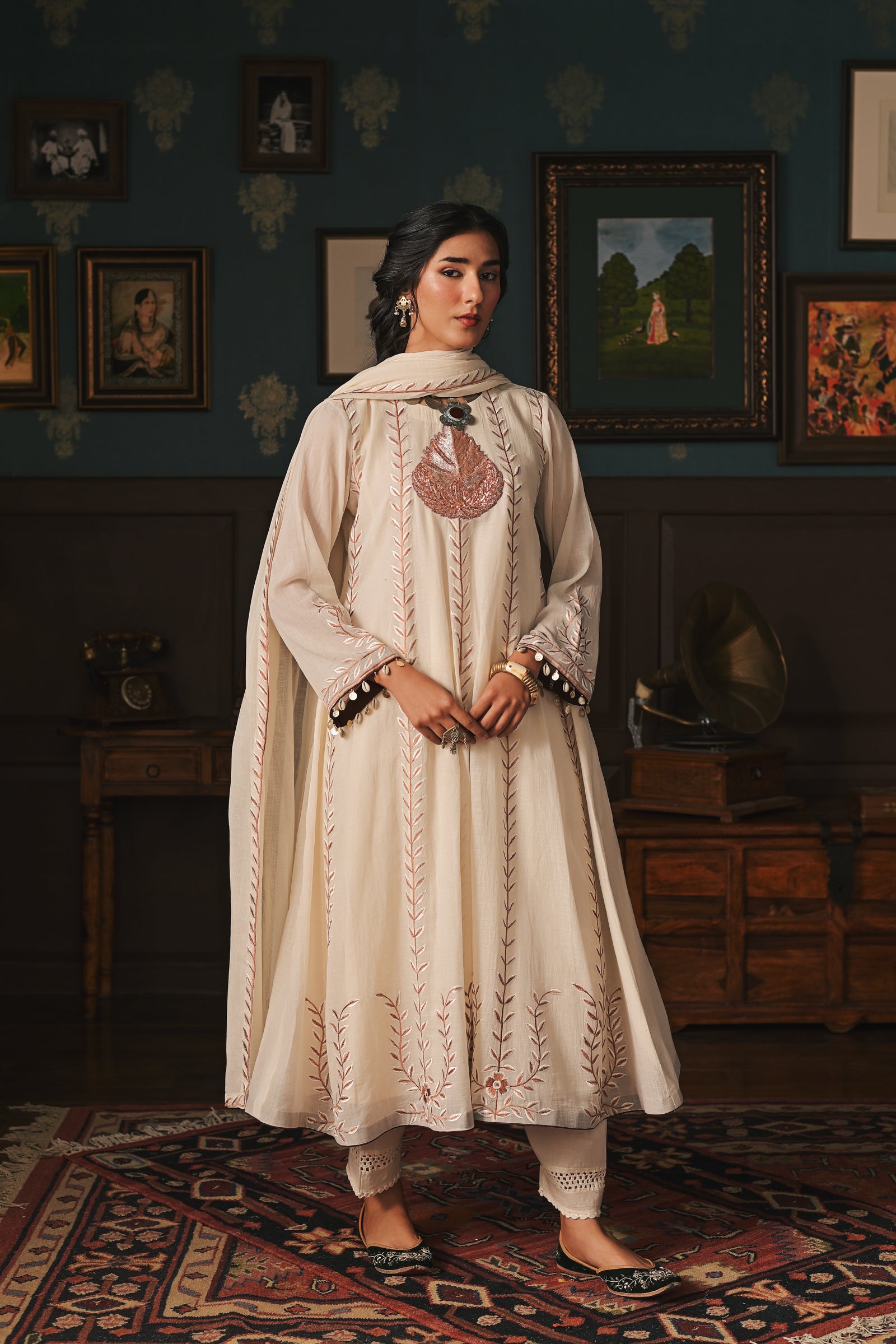 Beige Chinar Anarkali Set
