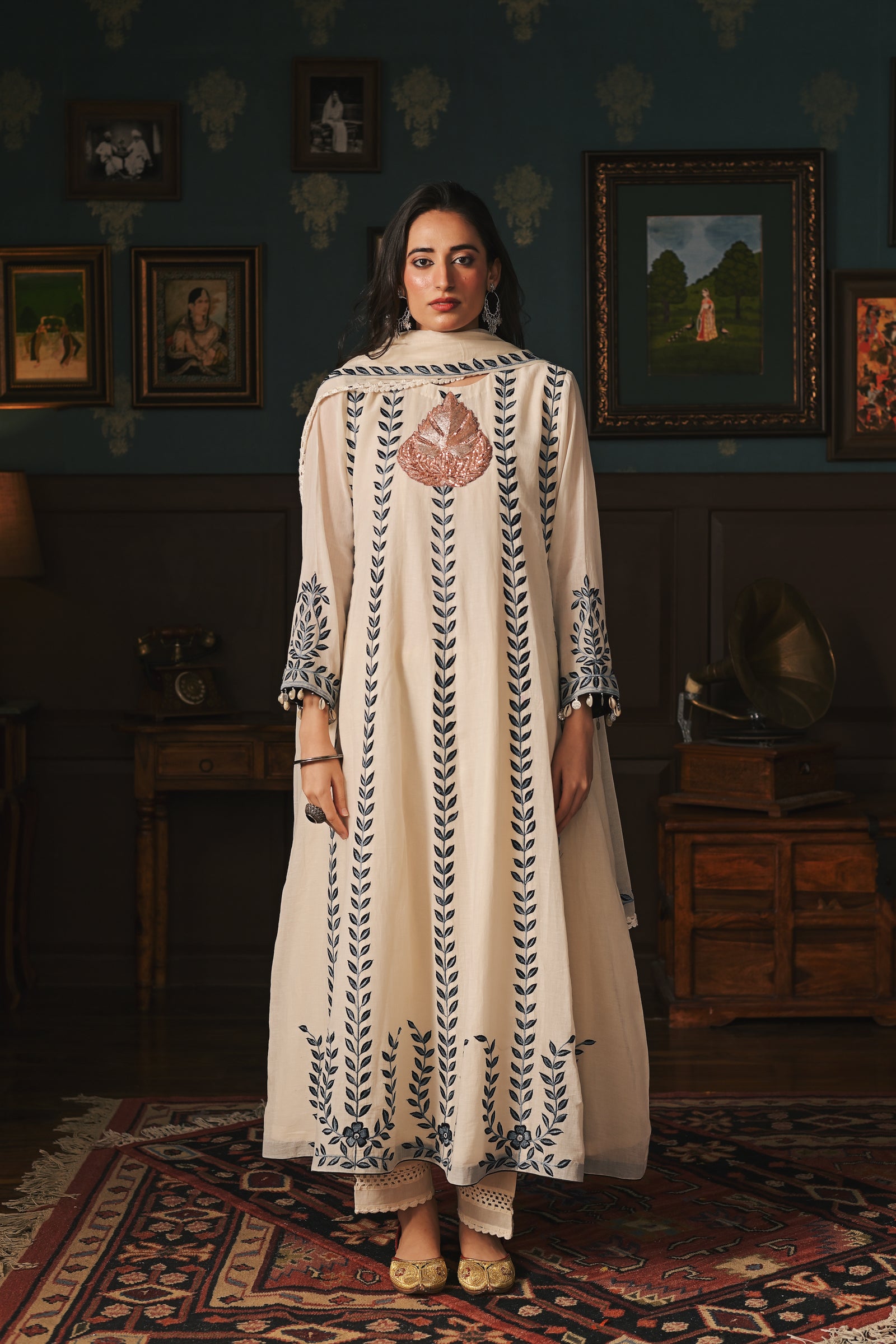 Blue Chinar Anarkali Set