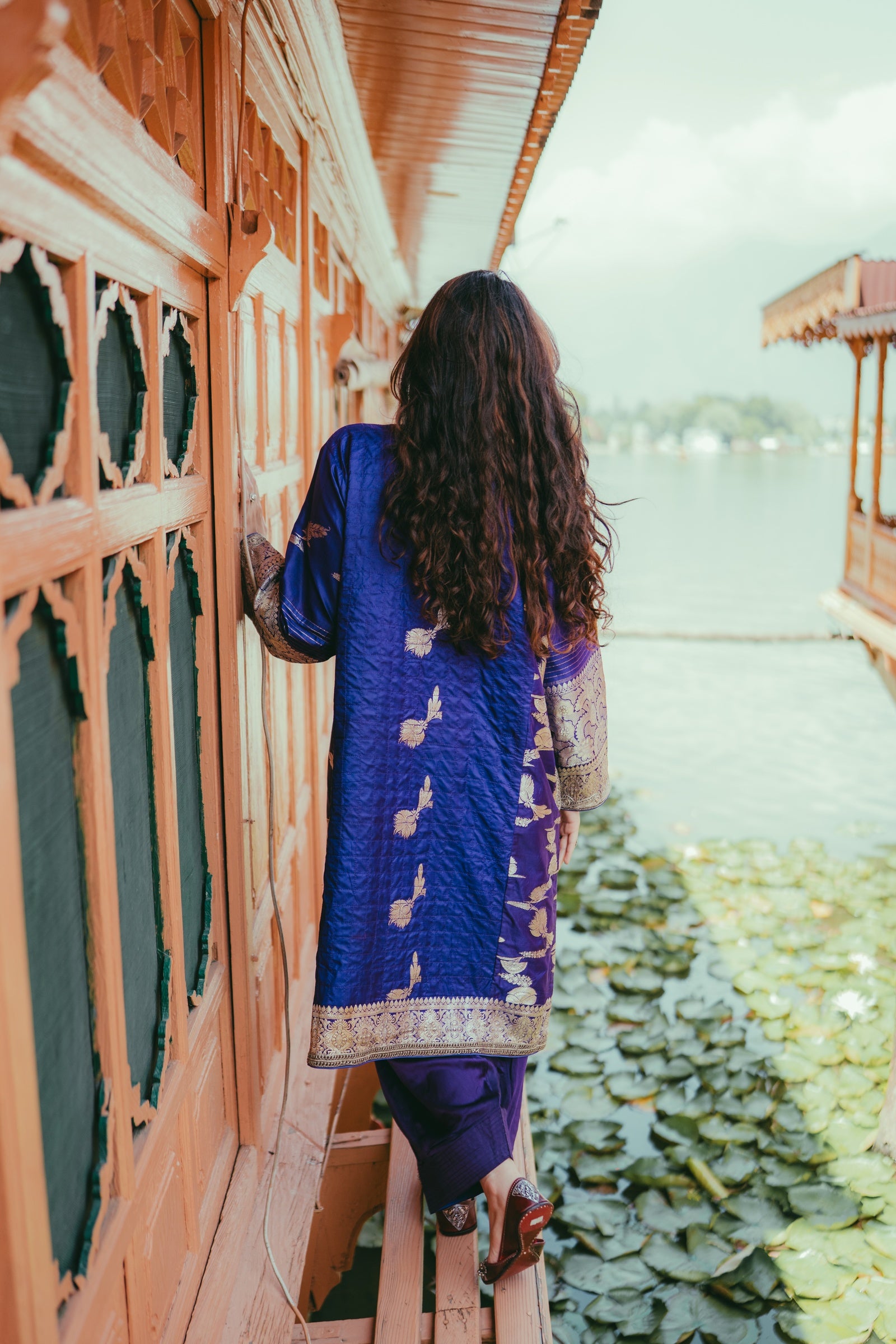 Purple Banarasi Zari Phiran with Farshi Salwar