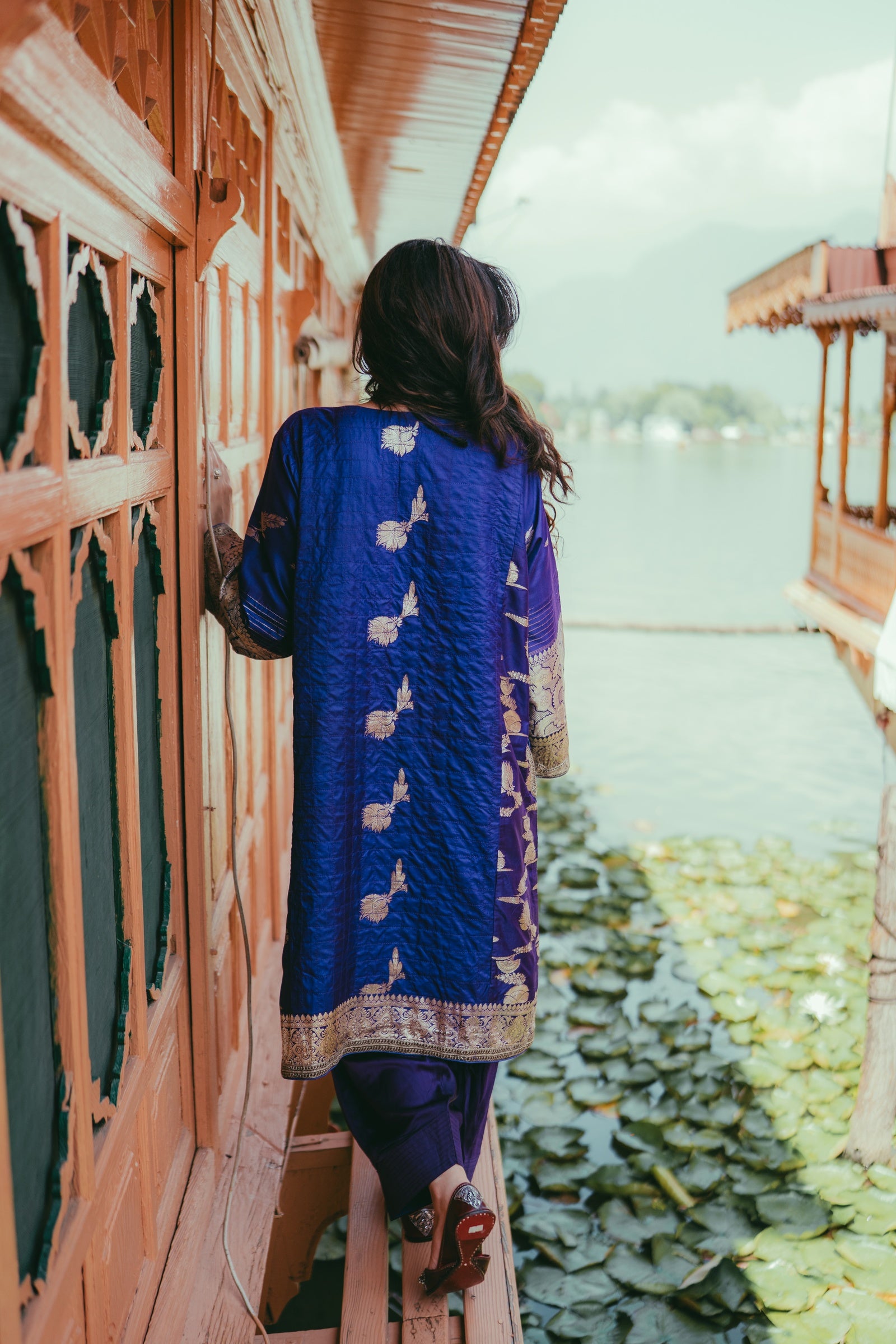 Purple Banarasi Zari Phiran with Farshi Salwar