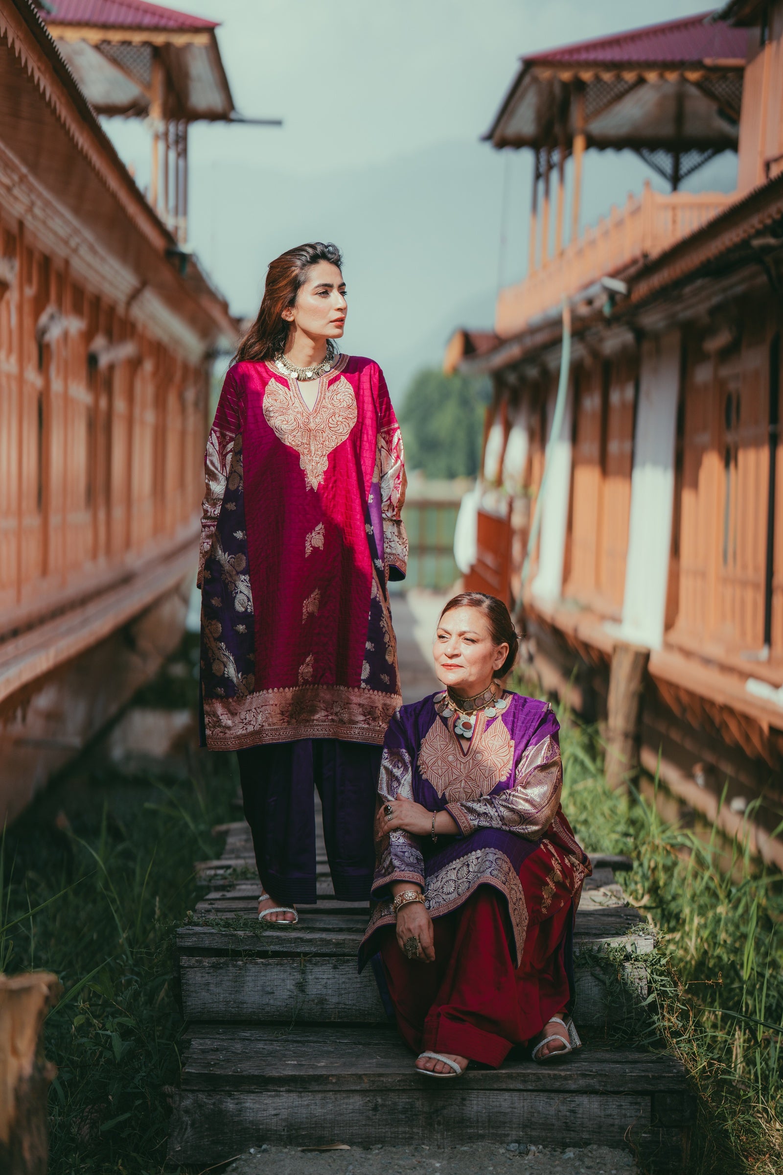 Dual-Tone Banarasi Zari Phiran with Farshi Salwar