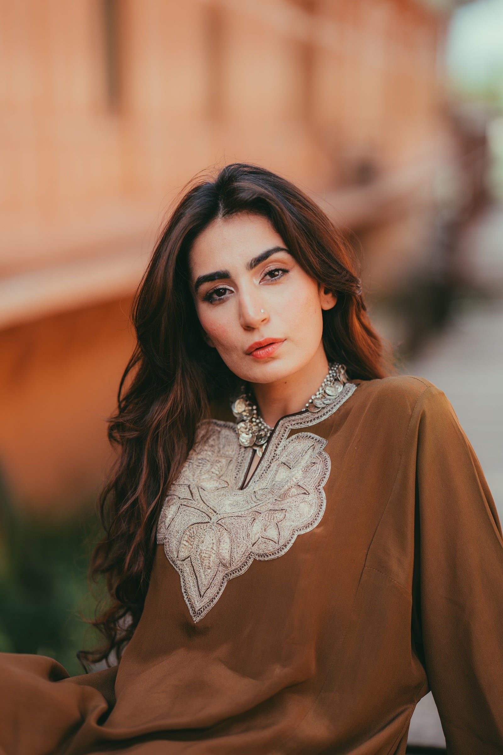 Silver Tilla Embroidered Naswari Crepe Set