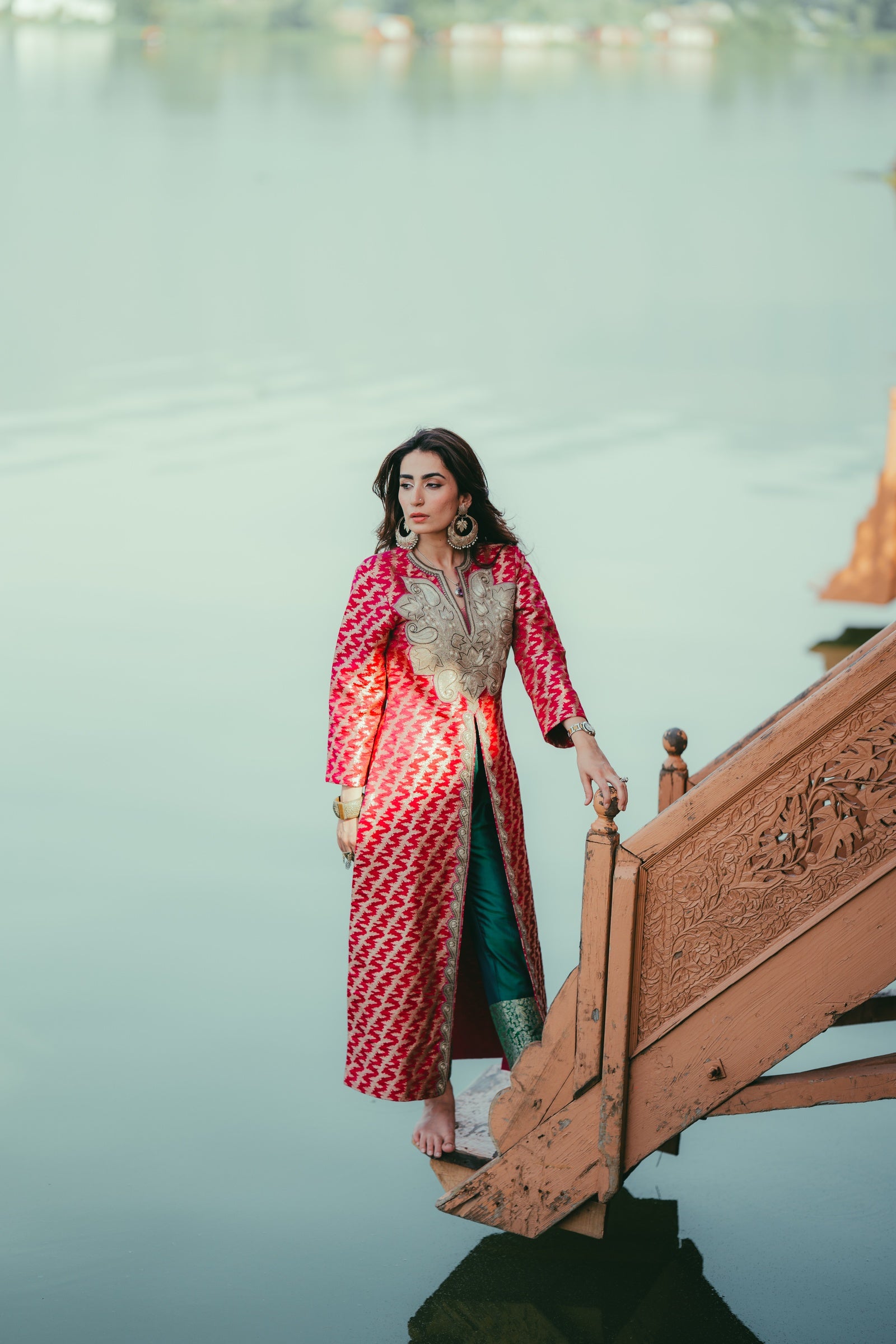 Magenta Zari Jacket with Silver Tilla