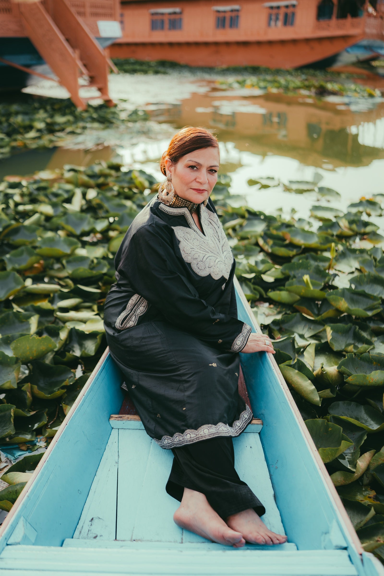 Handwoven silk phiran with vintage tilla