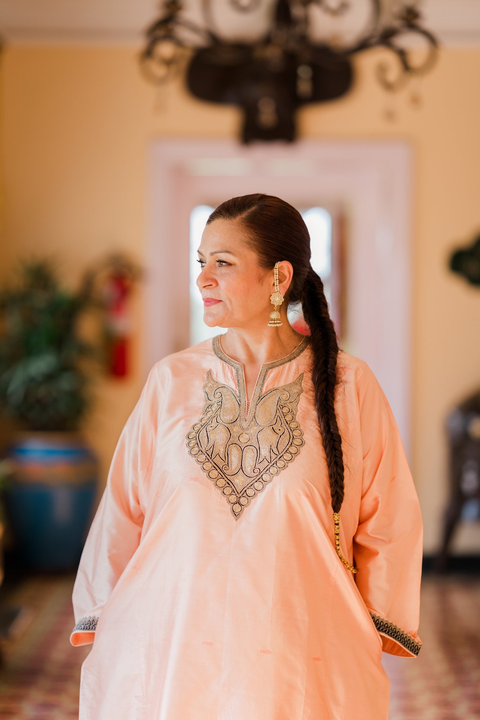 Peach Banarasi Phiran Set