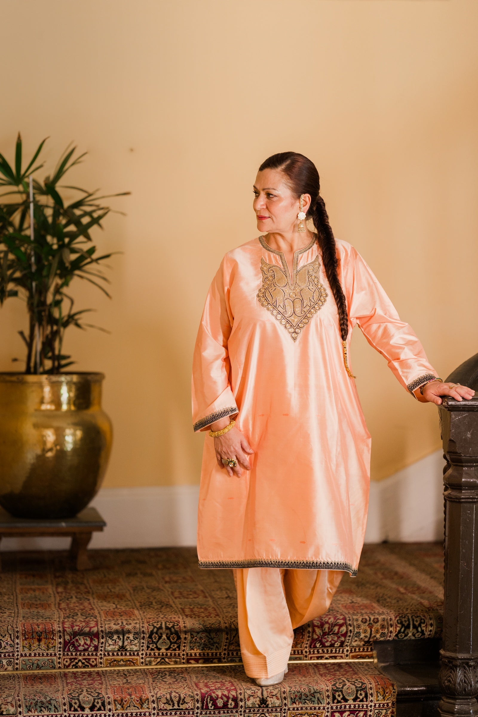 Peach Banarasi Phiran Set