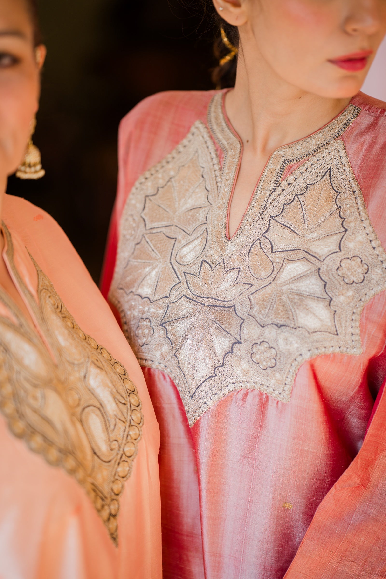 Peach Banarasi Phiran Set