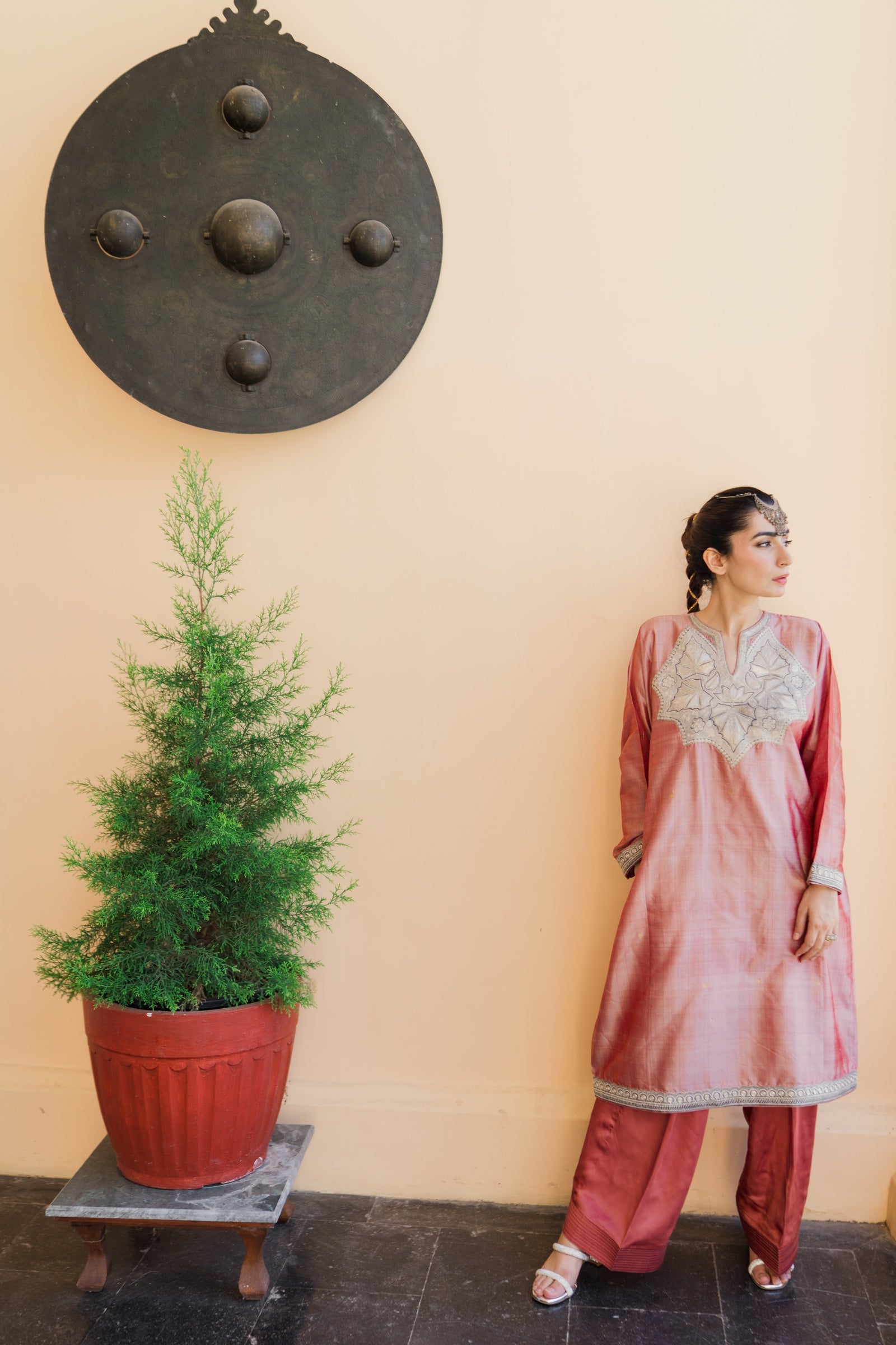 Salmon Pink Banarasi Phiran Set