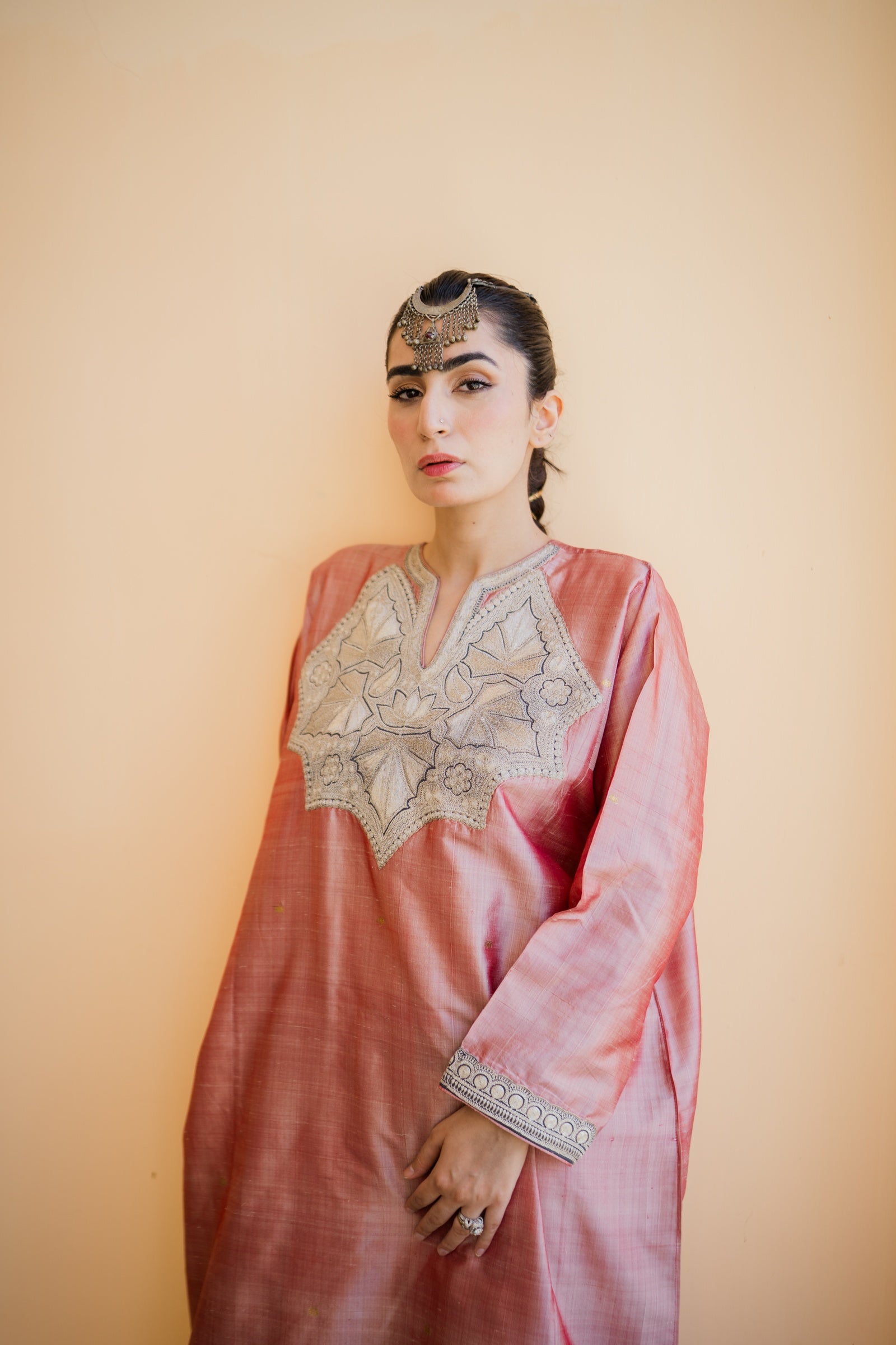Salmon Pink Banarasi Phiran Set