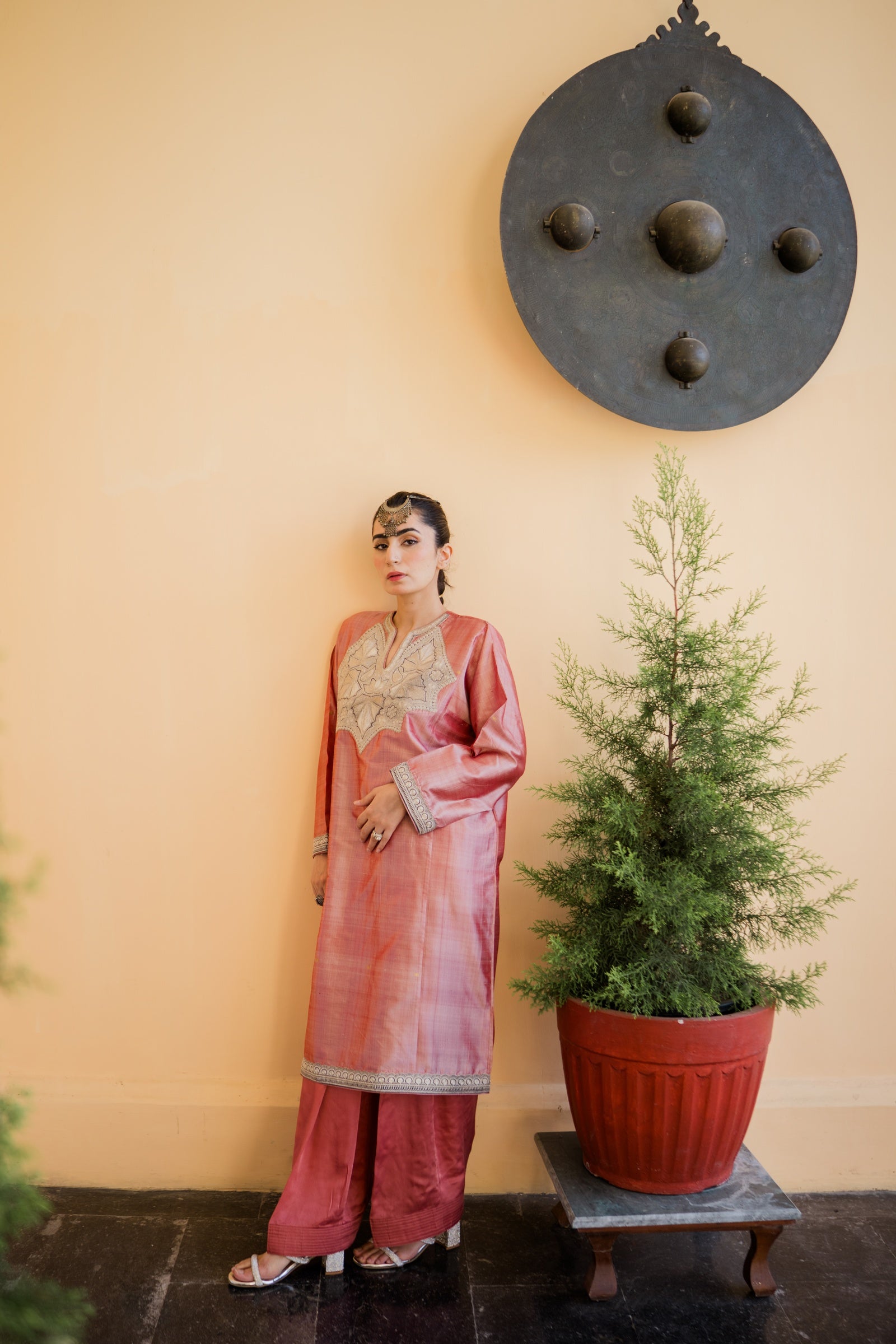 Salmon Pink Banarasi Phiran Set