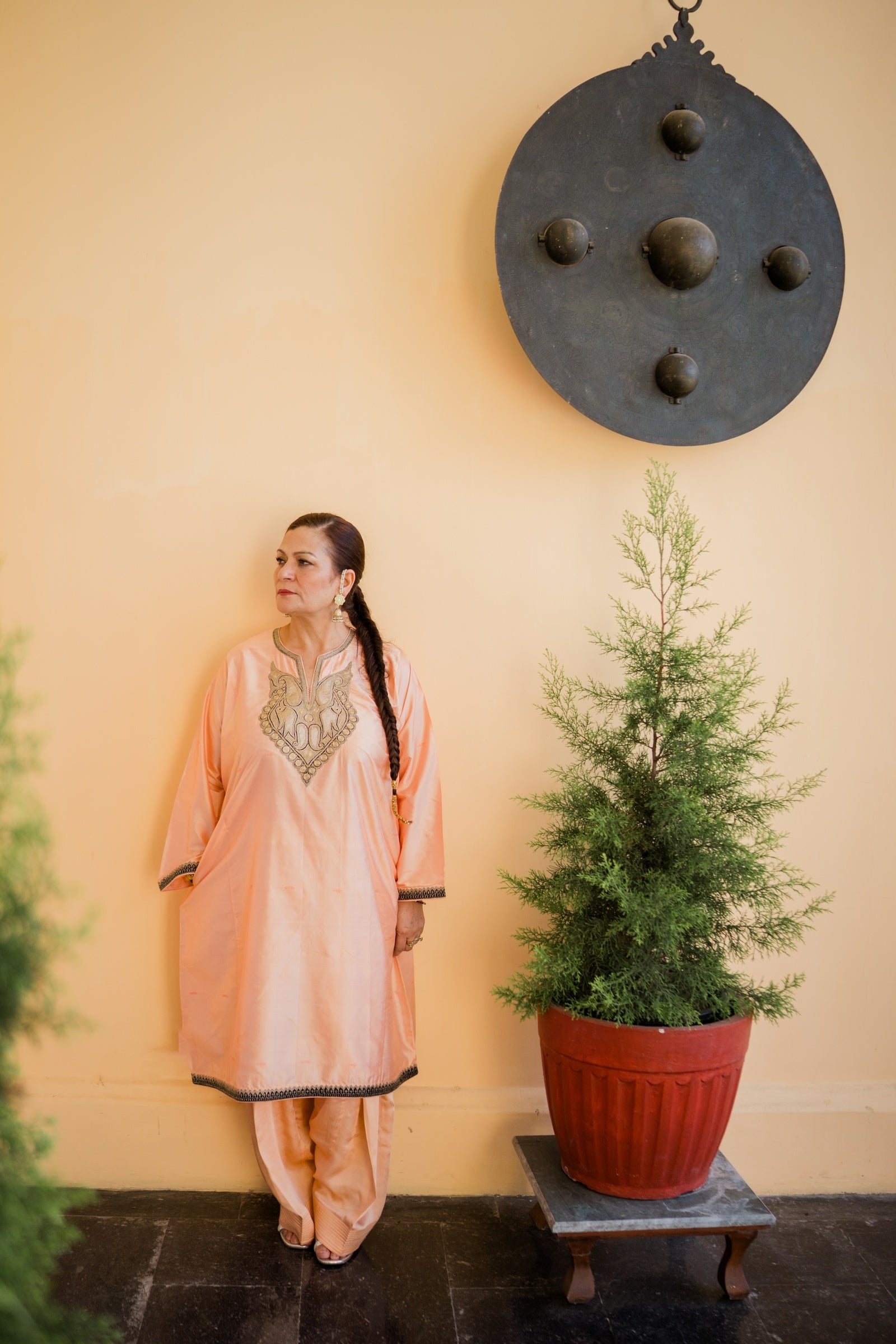 Peach Banarasi Phiran Set