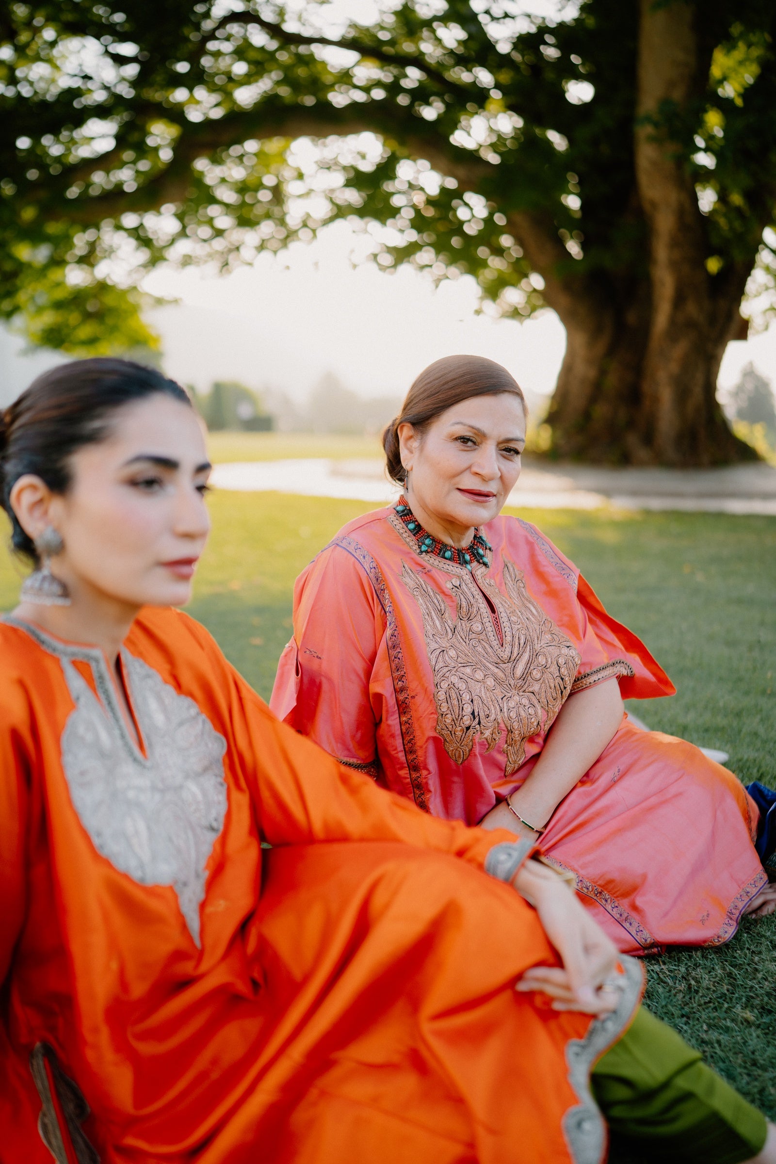 Peach Banarasi Silk Phiran Set with Golden Tilla