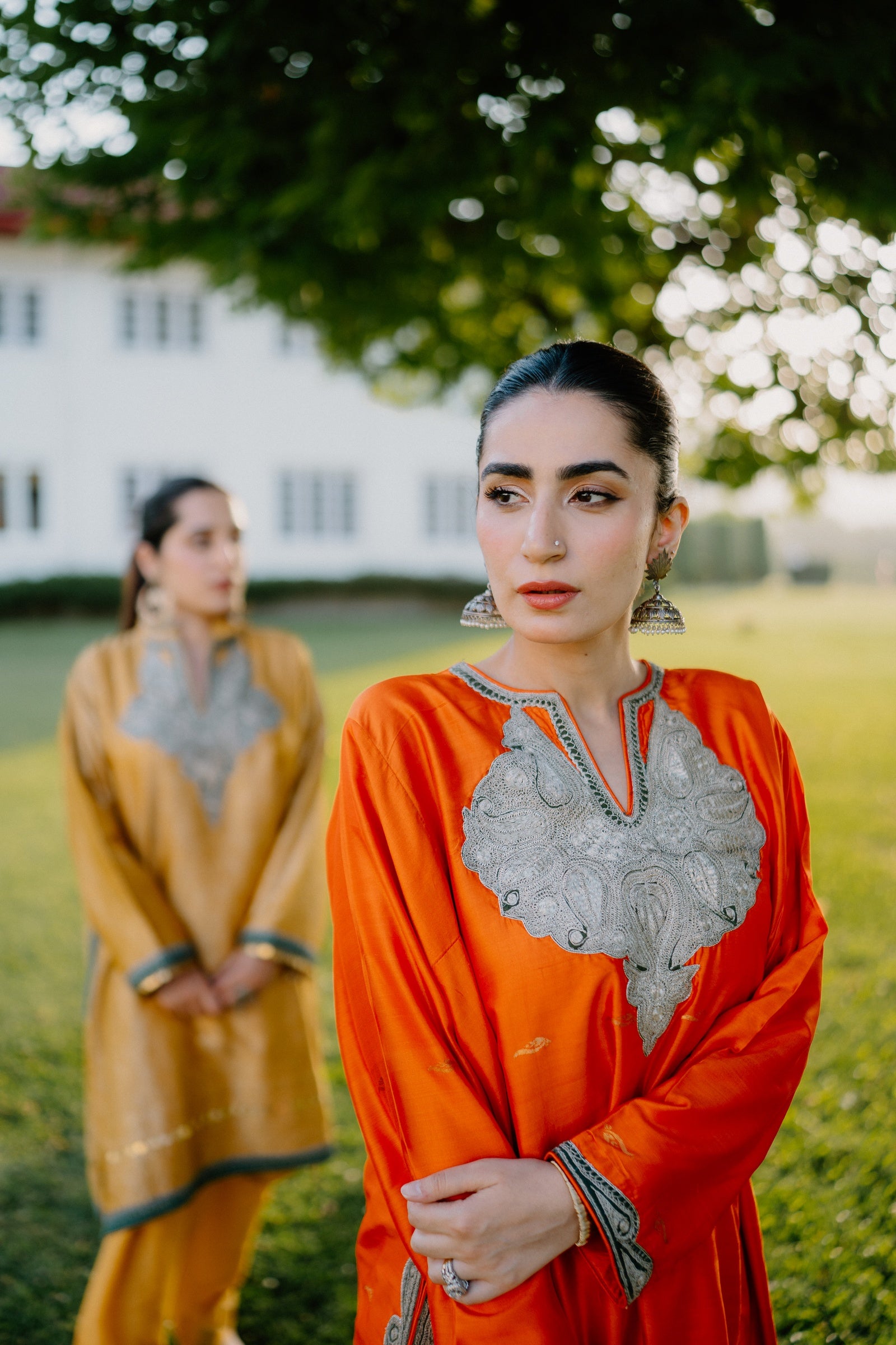 Muga Silk Jamawar Phiran Set with Vintage Tilla