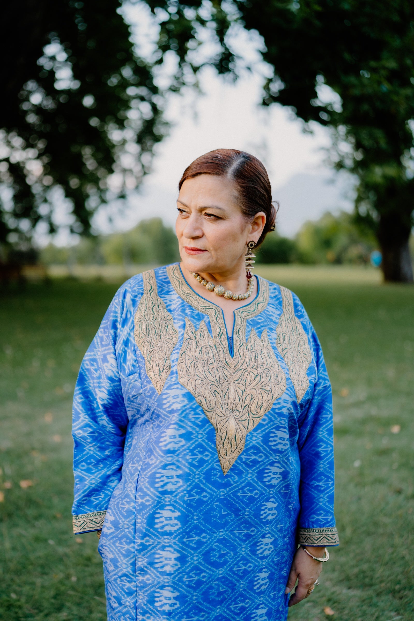 Patola Phiran Set with Kashmiri Tilla