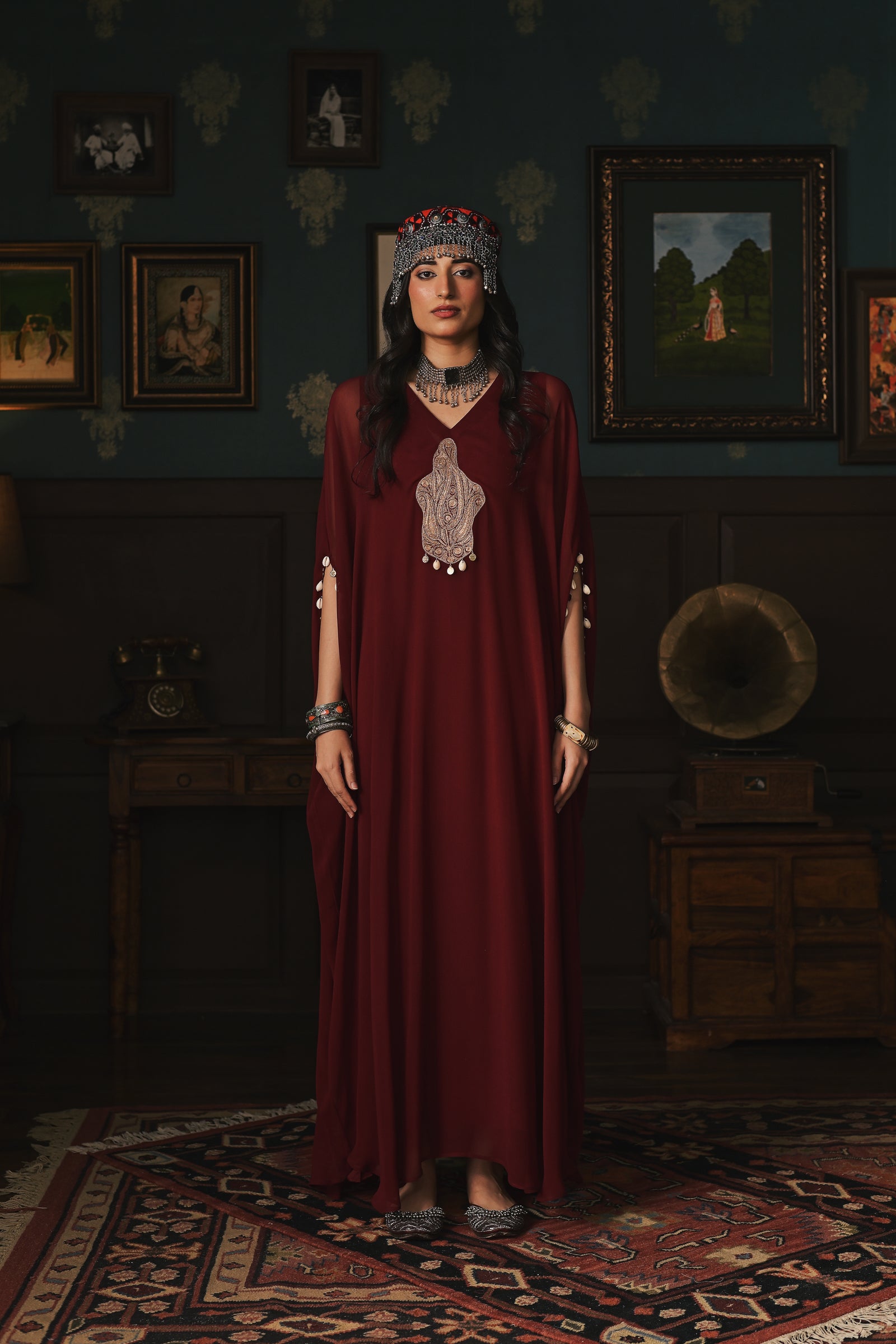 Deep Maroon Kaftan