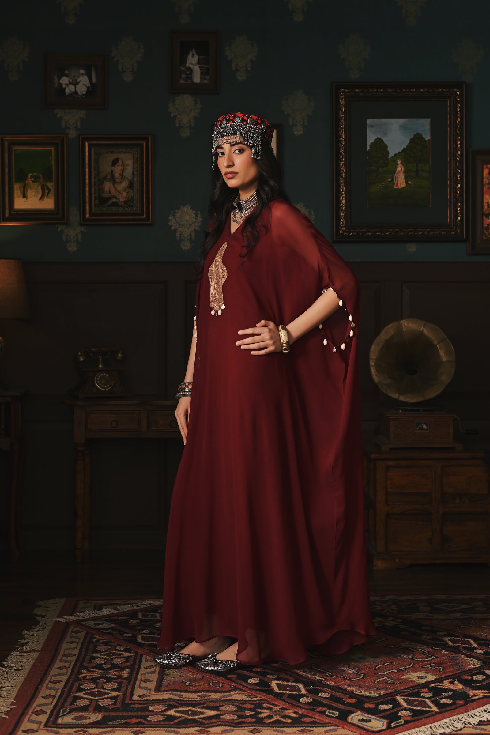 Deep Maroon Kaftan