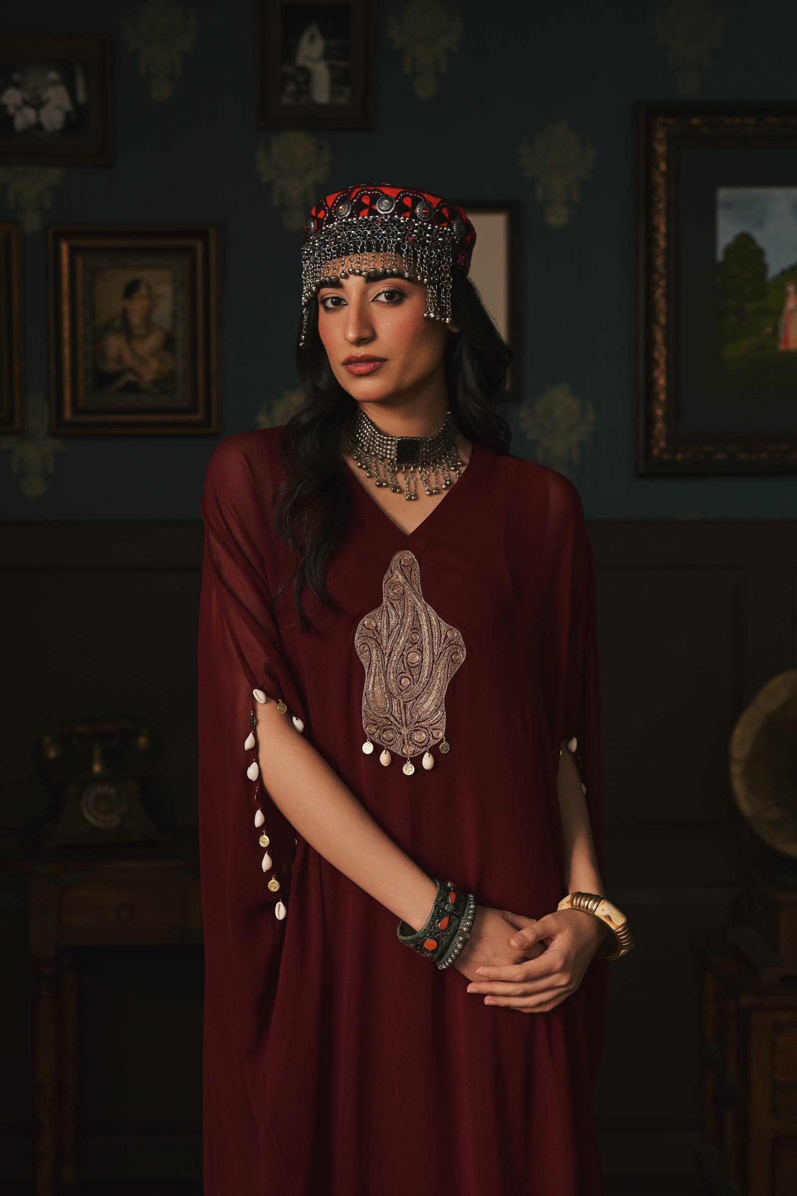 Deep Maroon Kaftan