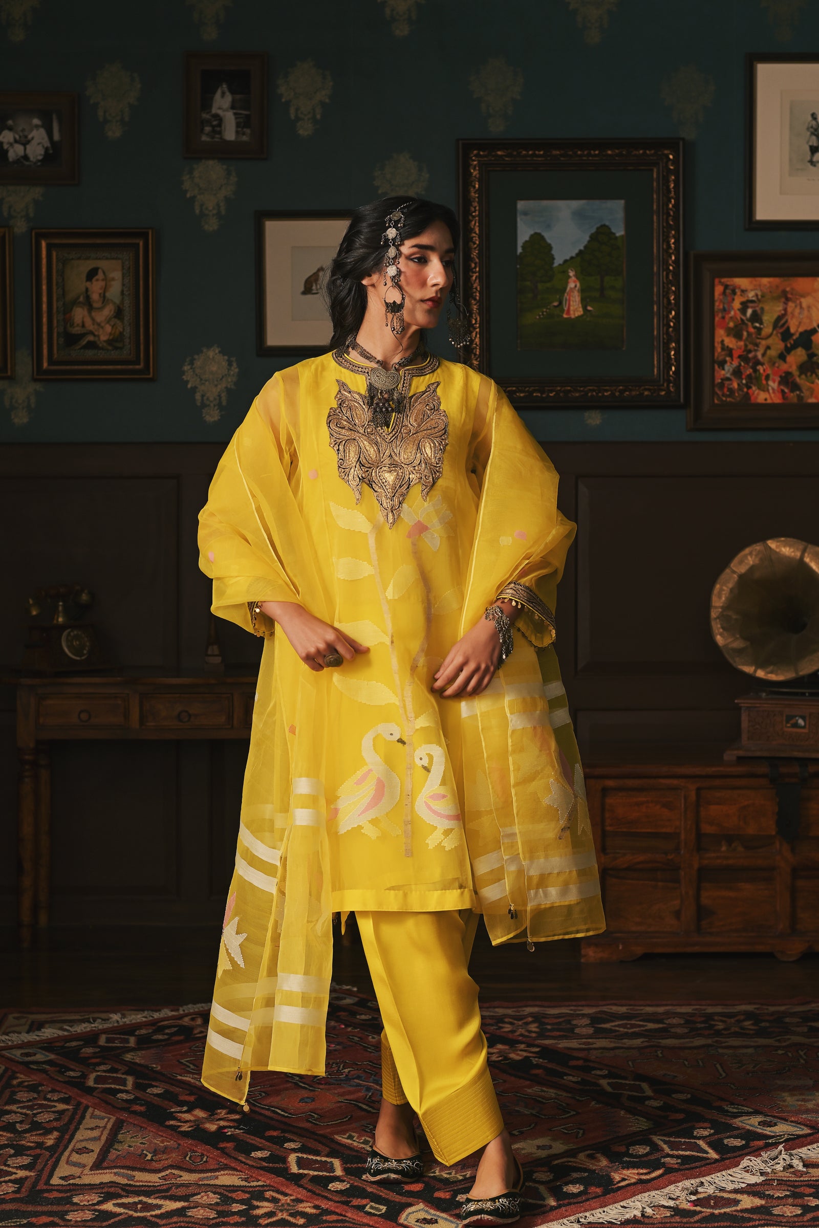Yellow Dakaai Muslin Set
