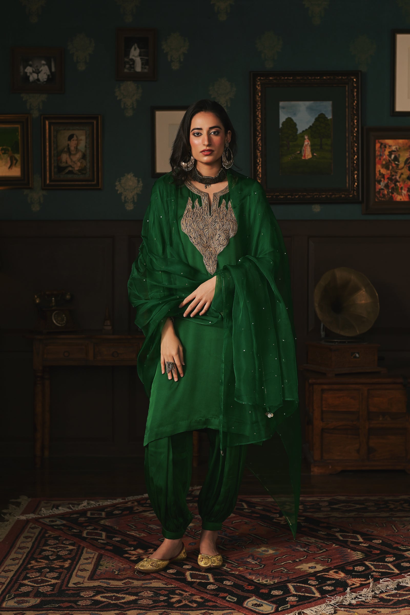 Emerald Green Modal Satin Set