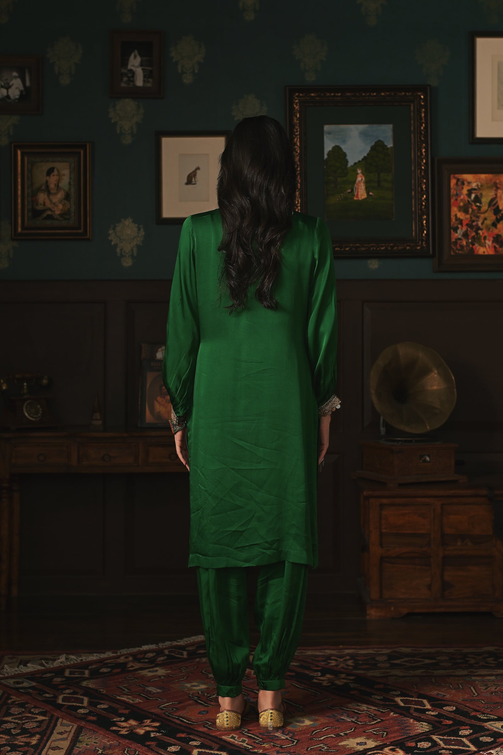 Emerald Green Modal Satin Set