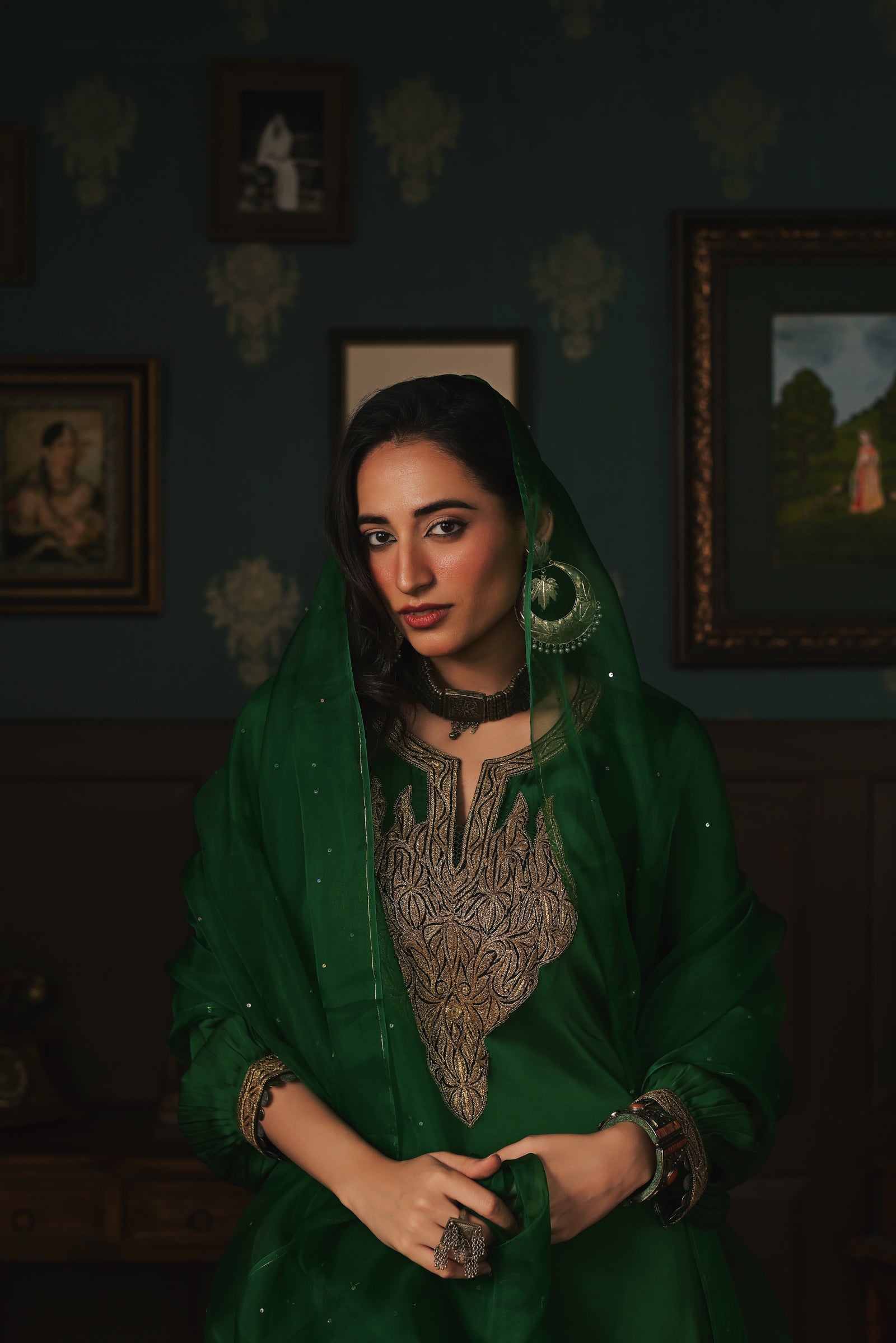 Emerald Green Modal Satin Set